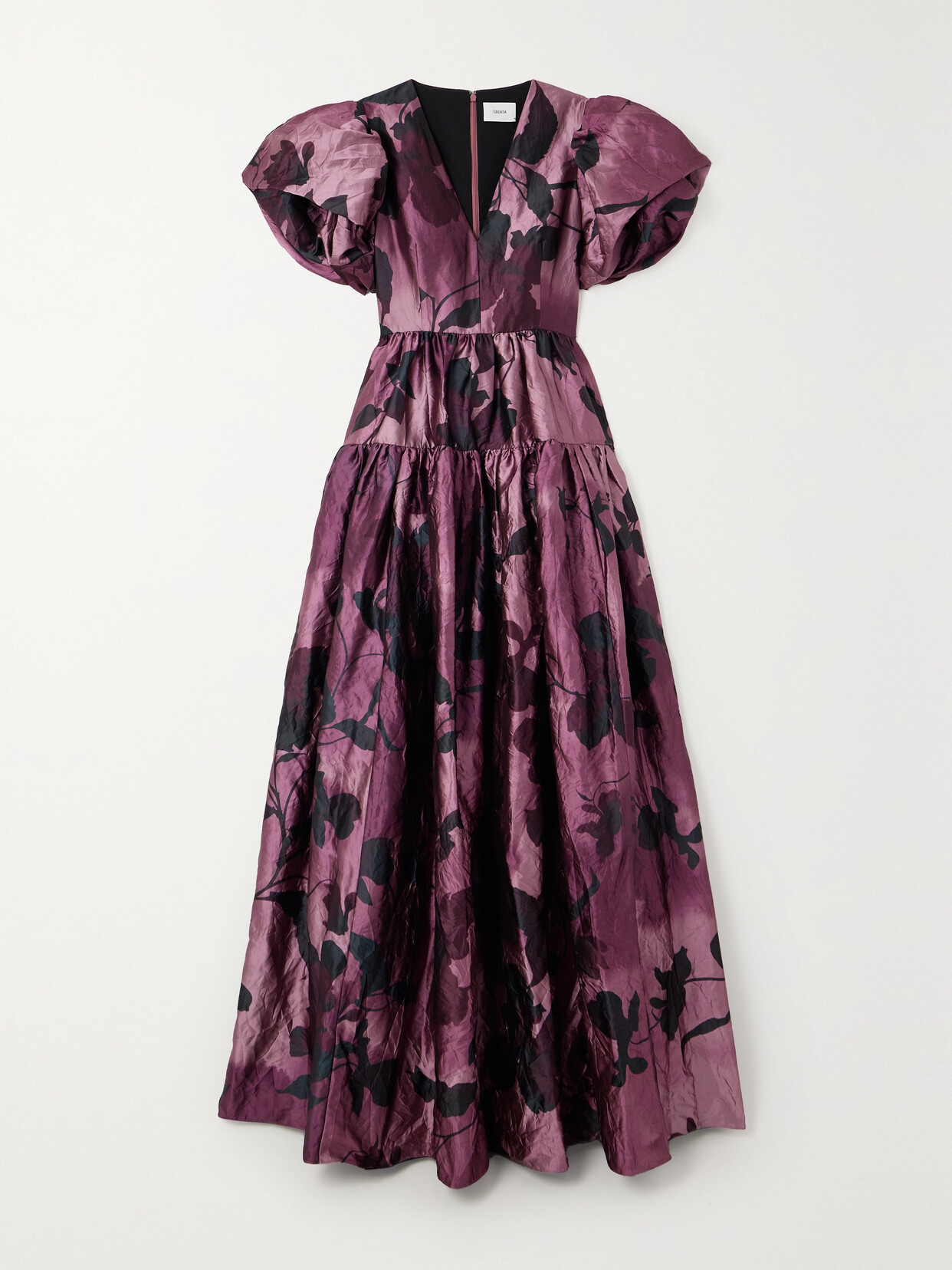 Erdem - Evelyn Floral-print Tiered Crinkled-satin Gown - Pink