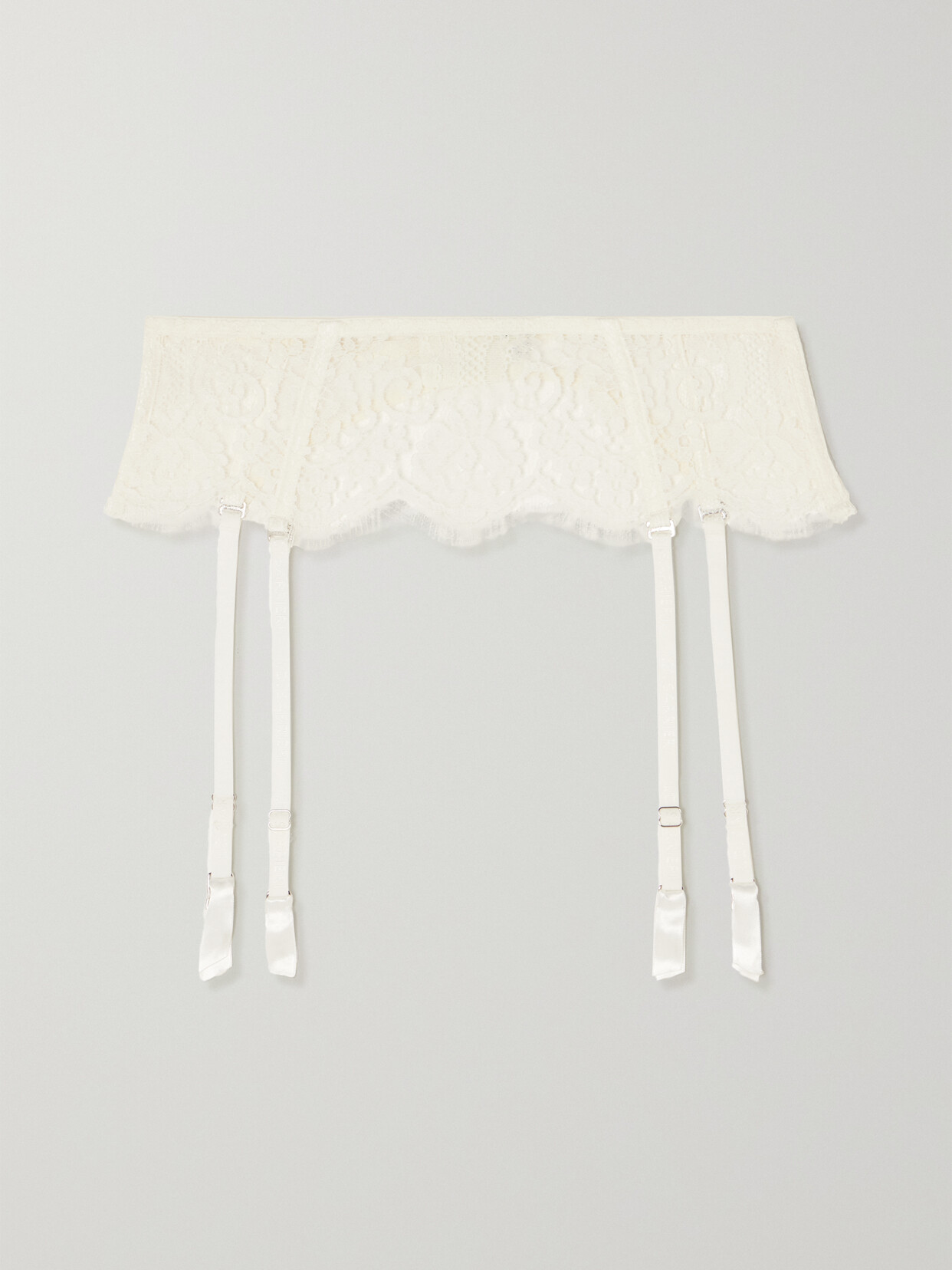 I.D. Sarrieri A Night In Marrakech Satin-trimmed Cotton-blend Lace Suspender Belt - White