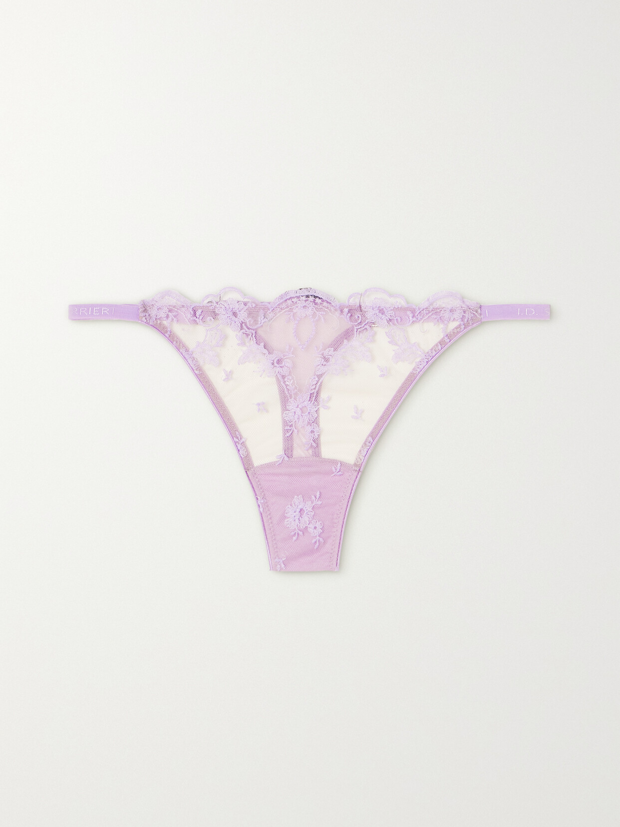 I.D. Sarrieri - Petal Bloom Scalloped Embroidered Tulle Thong - Purple