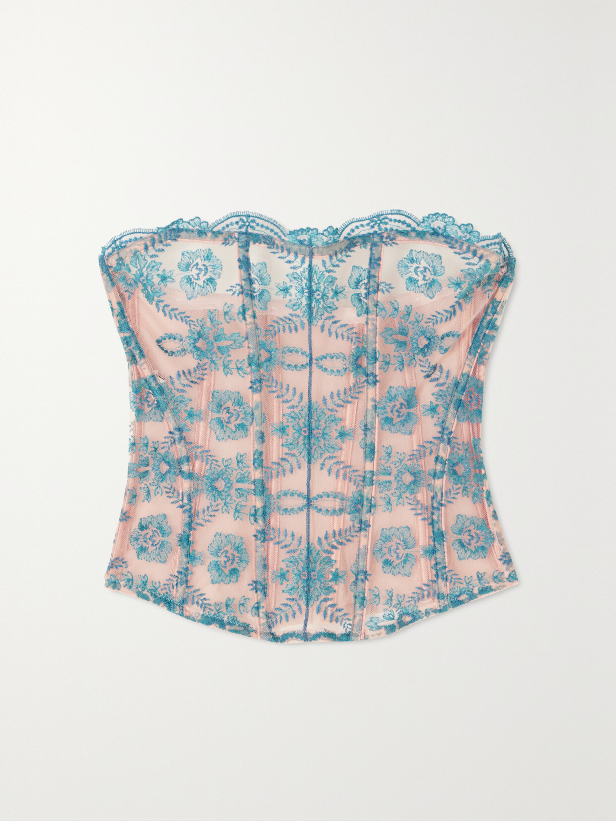 Id Sarrieri Tuscan Holiday Embroidered Tulle Bustier Top In Blue