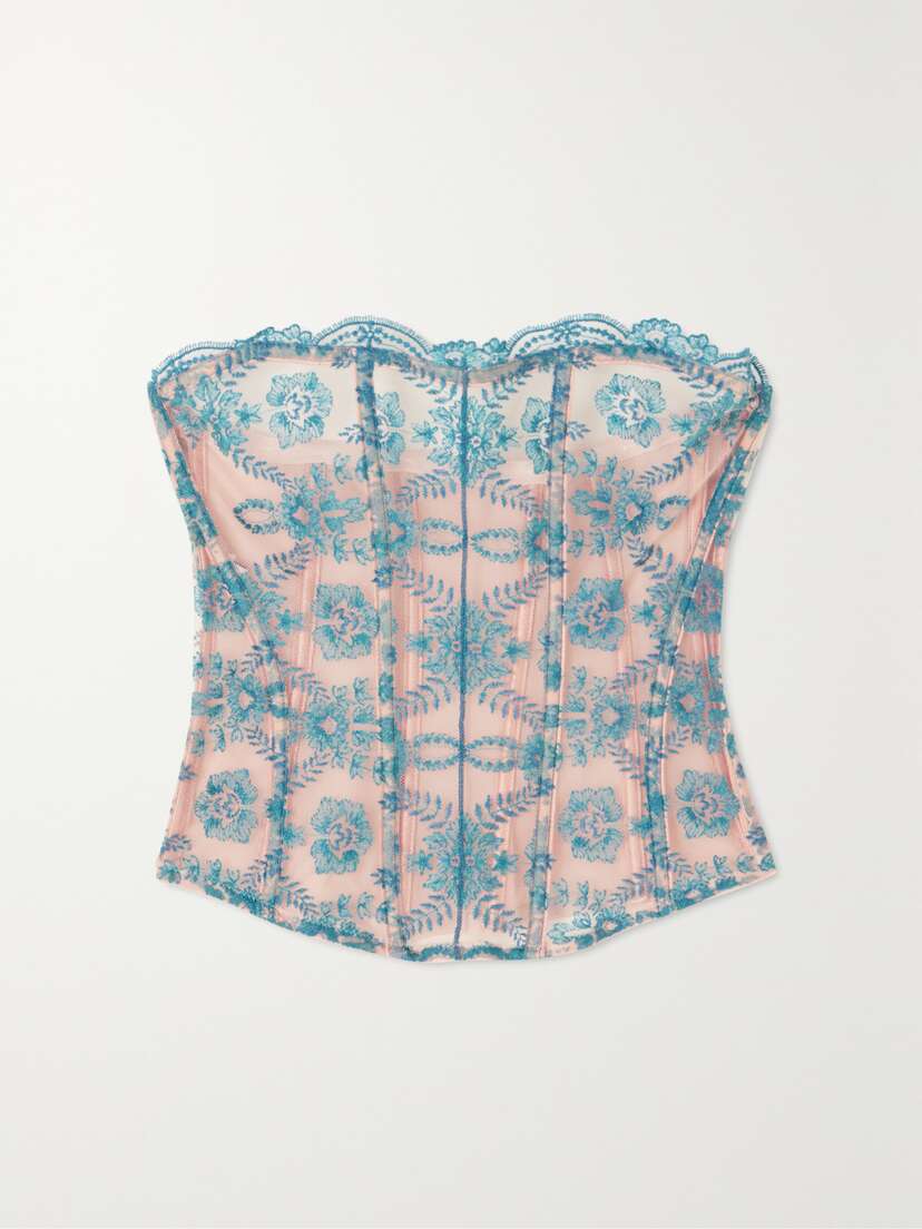 I.D. Sarrieri Tuscan Holiday Embroidered Tulle Bustier Top