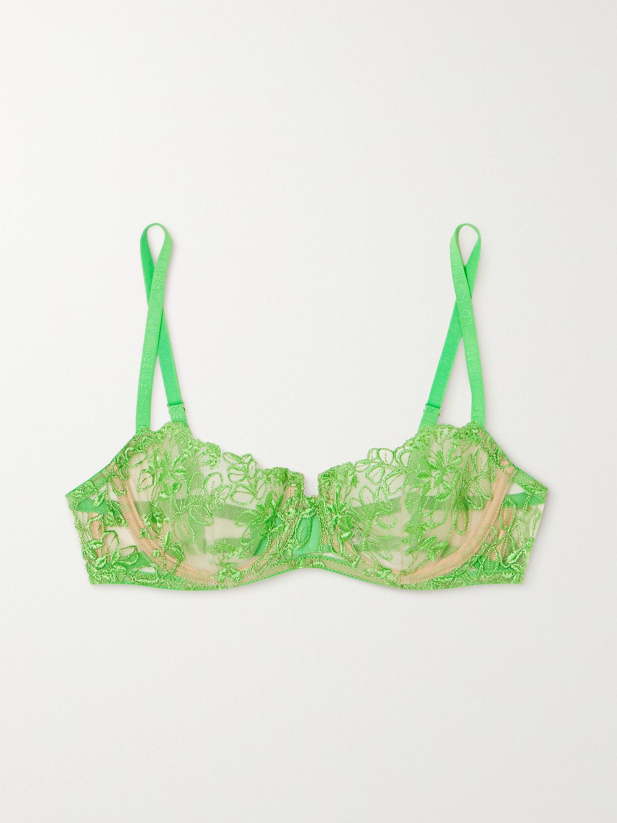 I.D. Sarrieri Jardin De Tuilerie Satin-trimmed Embroidered Tulle Underwired Bra