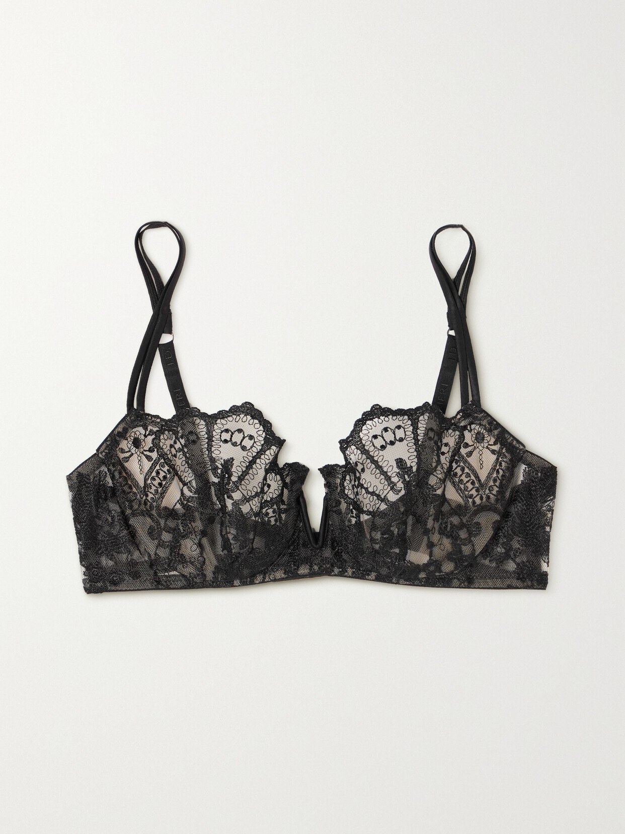 I.D. Sarrieri - Lotus Satin-trimmed Embroidered Tulle Soft-cup Underwired Bra - Black