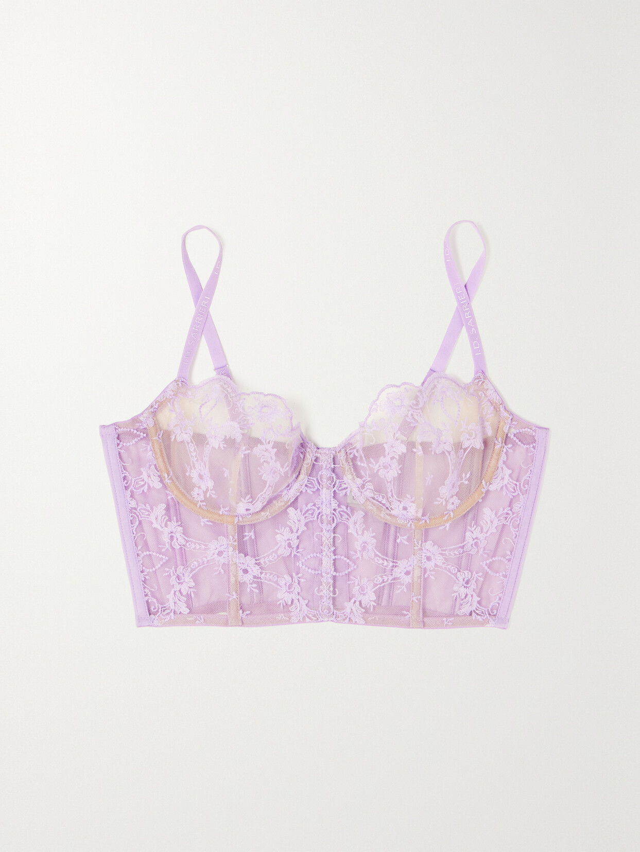 I.D. Sarrieri - Petal Bloom Embroidered Tulle Underwired Bustier Top - Purple