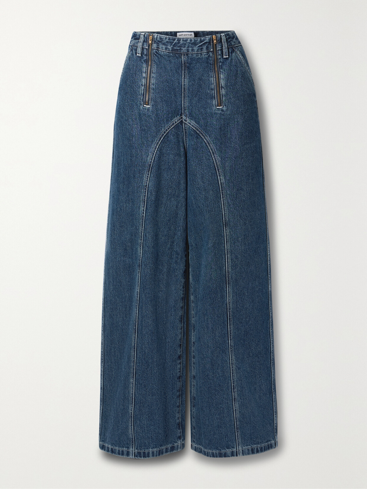 Self-Portrait - Mid-rise Wide-leg Jeans - Blue