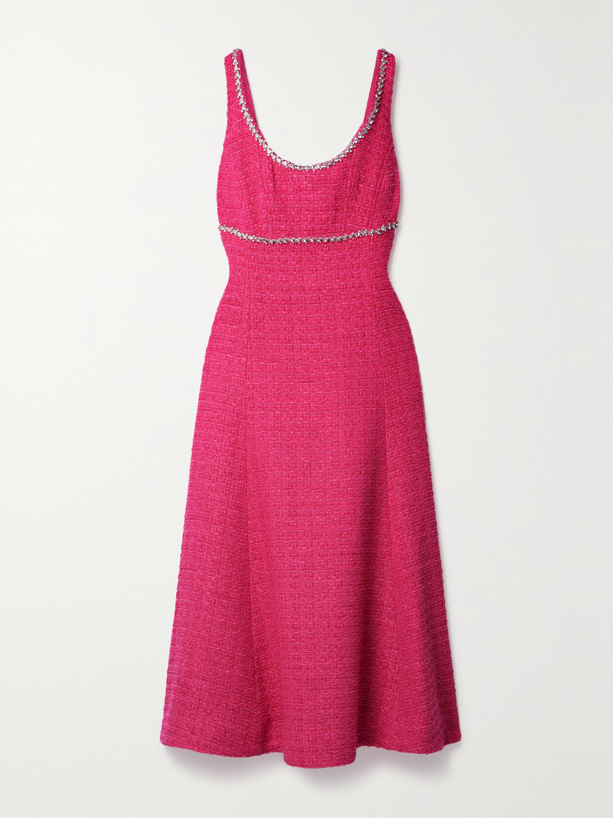 Self-Portrait - Crystal-embellished Bouclé-tweed Midi Dress - Pink