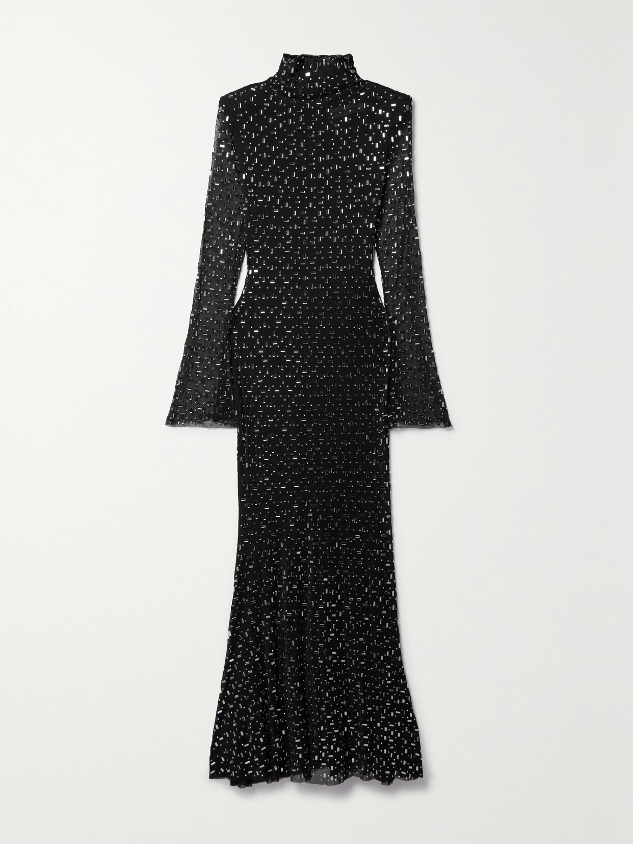 Self-Portrait - Crystal-embellished Mesh Maxi Dress - Black