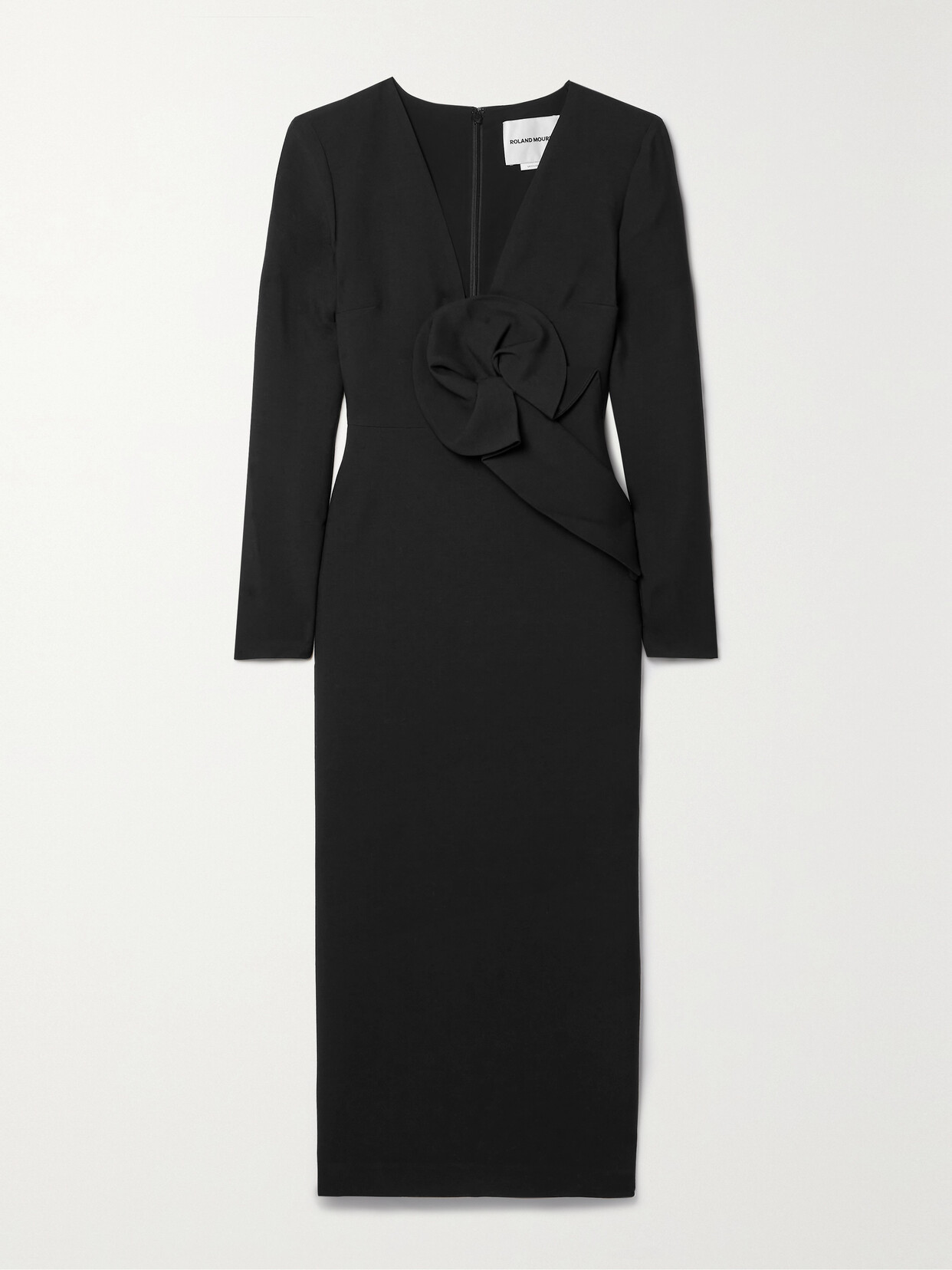 Roland Mouret - Appliquéd Wool And Silk-blend Crepe Midi Dress - Black