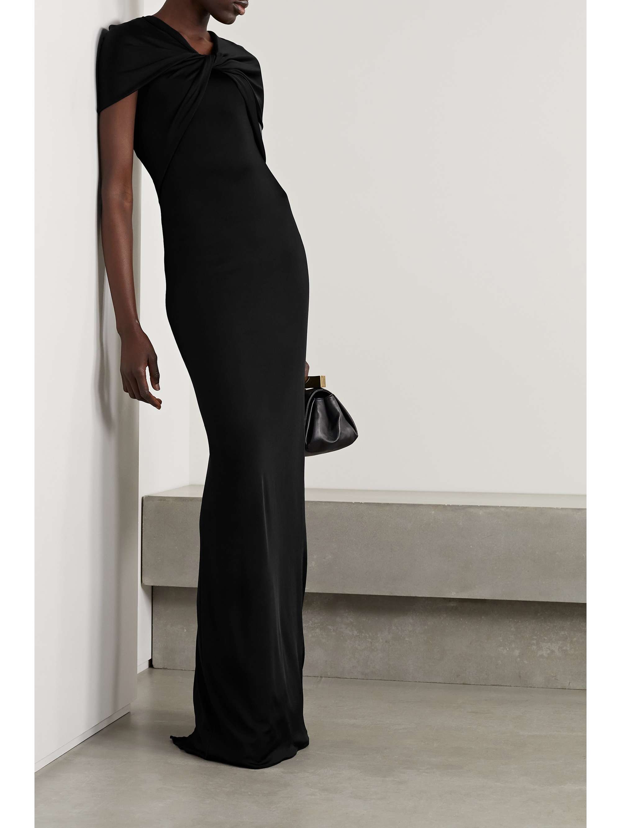 ET OCHS Olive cape-effect twist-front stretch-jersey gown