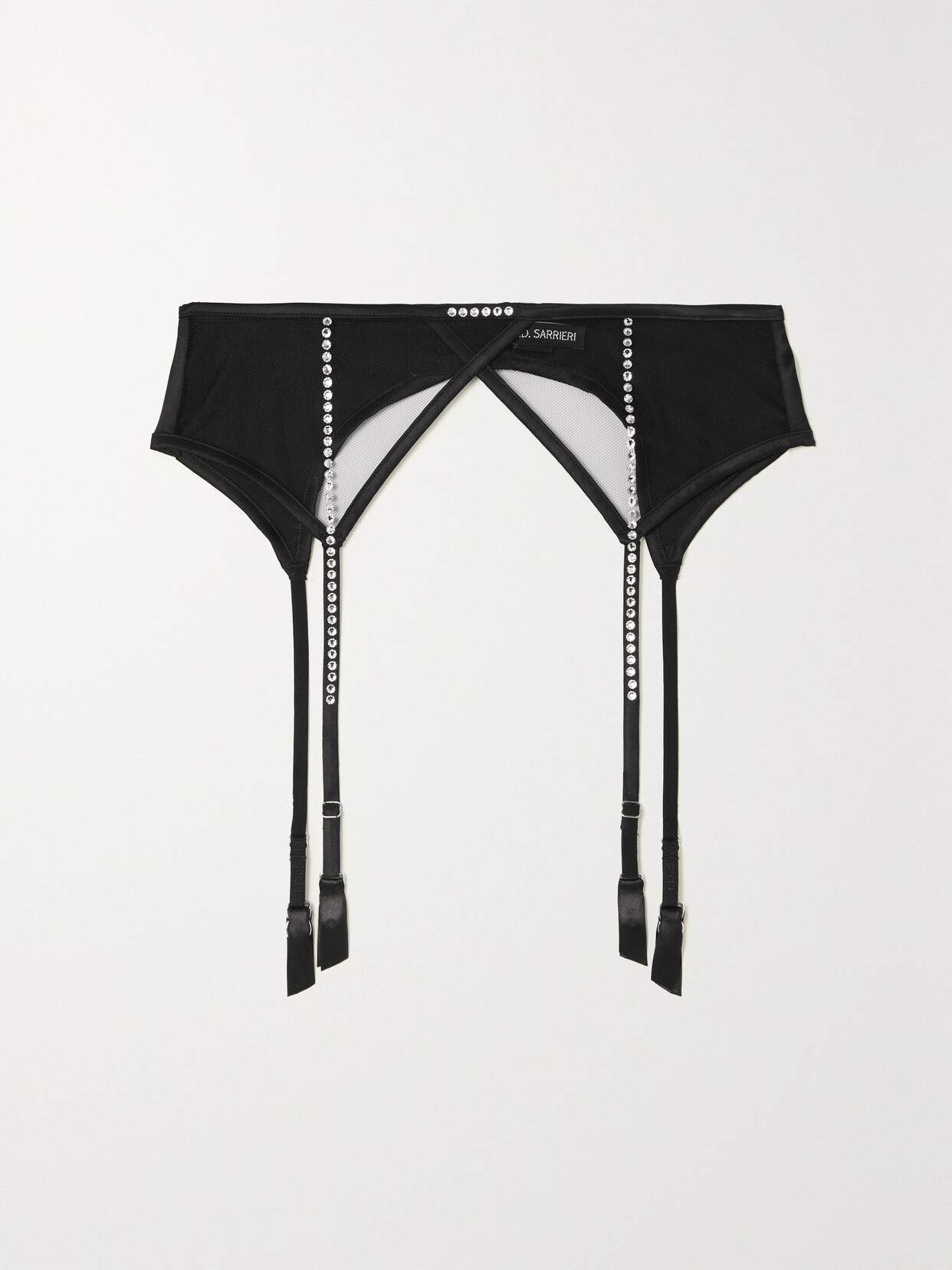 I.D. Sarrieri Nuit Interdit Crystal-embellished Silk-blend Tulle Suspender Belt