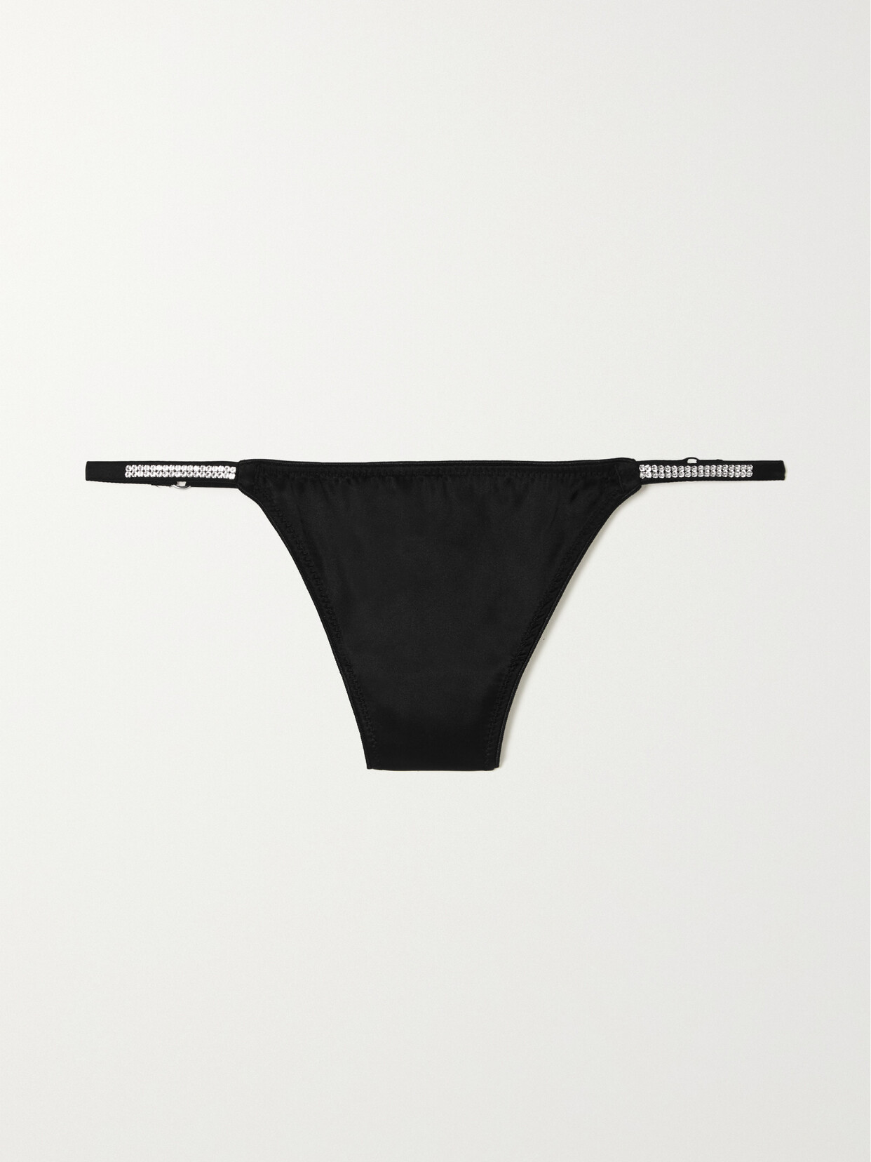 I.D. Sarrieri Dancing In The Moonlight Crystal-embellished Silk-blend Thong - Black