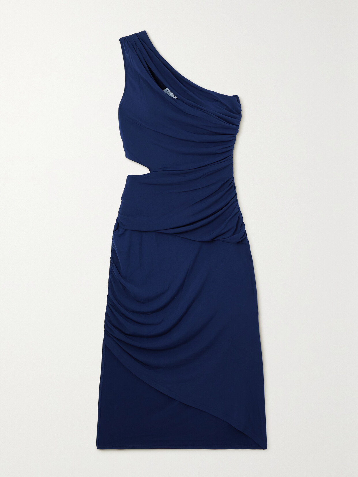 Hervé Léger - Cut-out One-shoulder Ruched Stretch-jersey Midi Dress - Blue