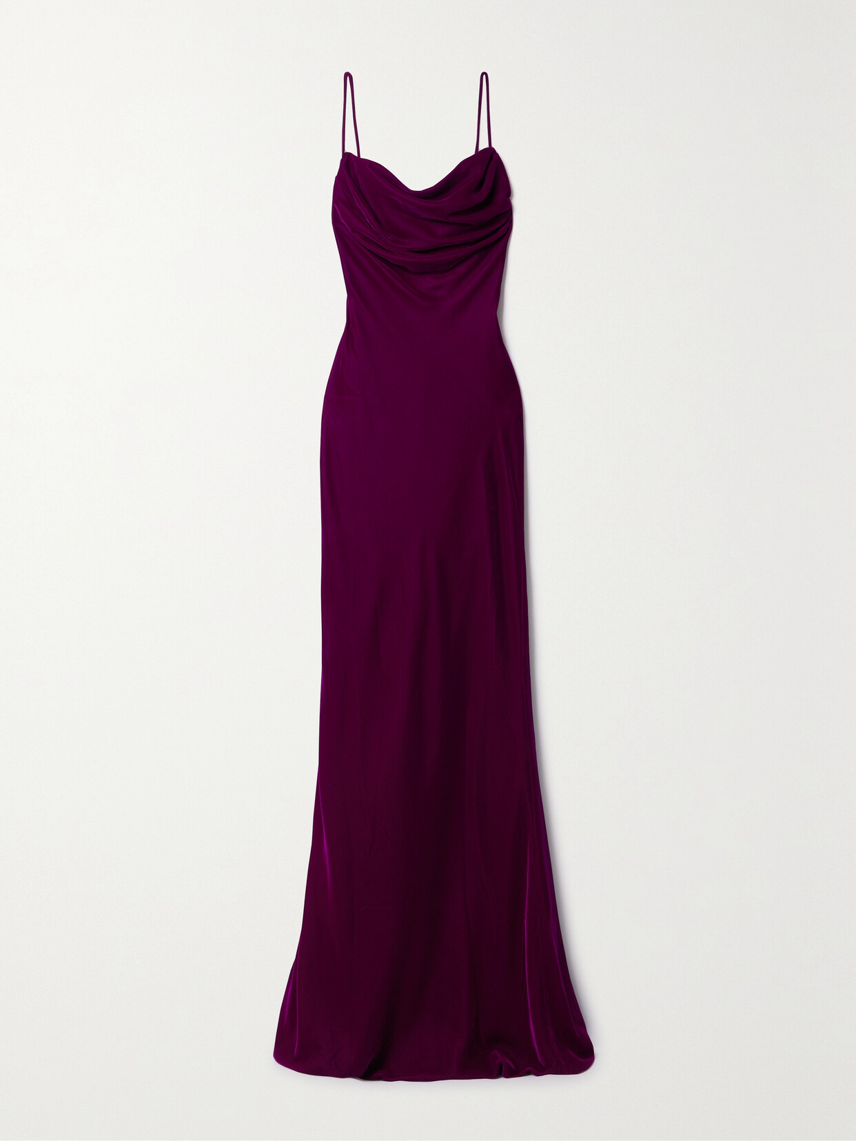 RASARIO - Draped Open-back Velvet Gown - Burgundy