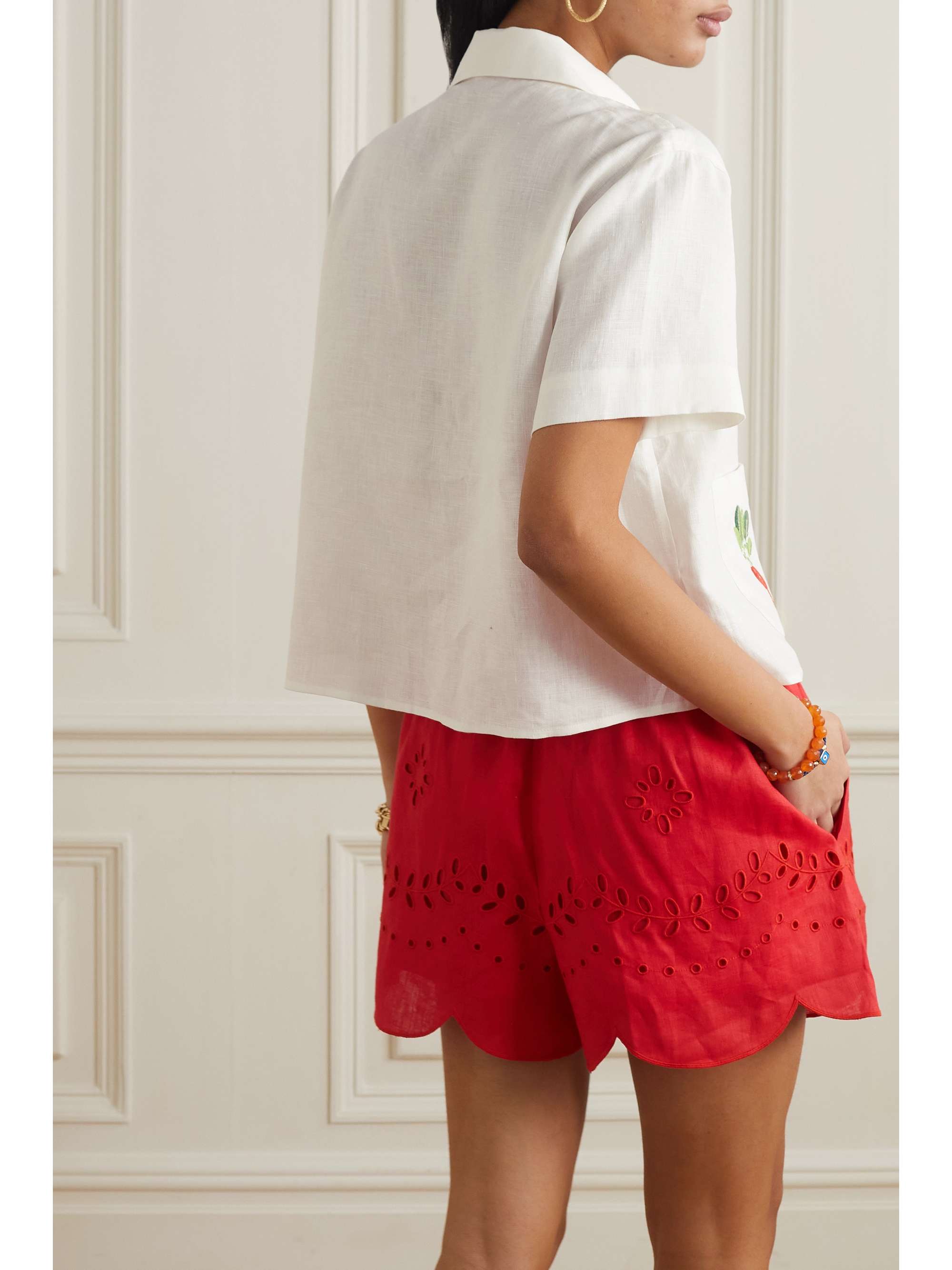 OROTON Embroidered linen shirt NETAPORTER