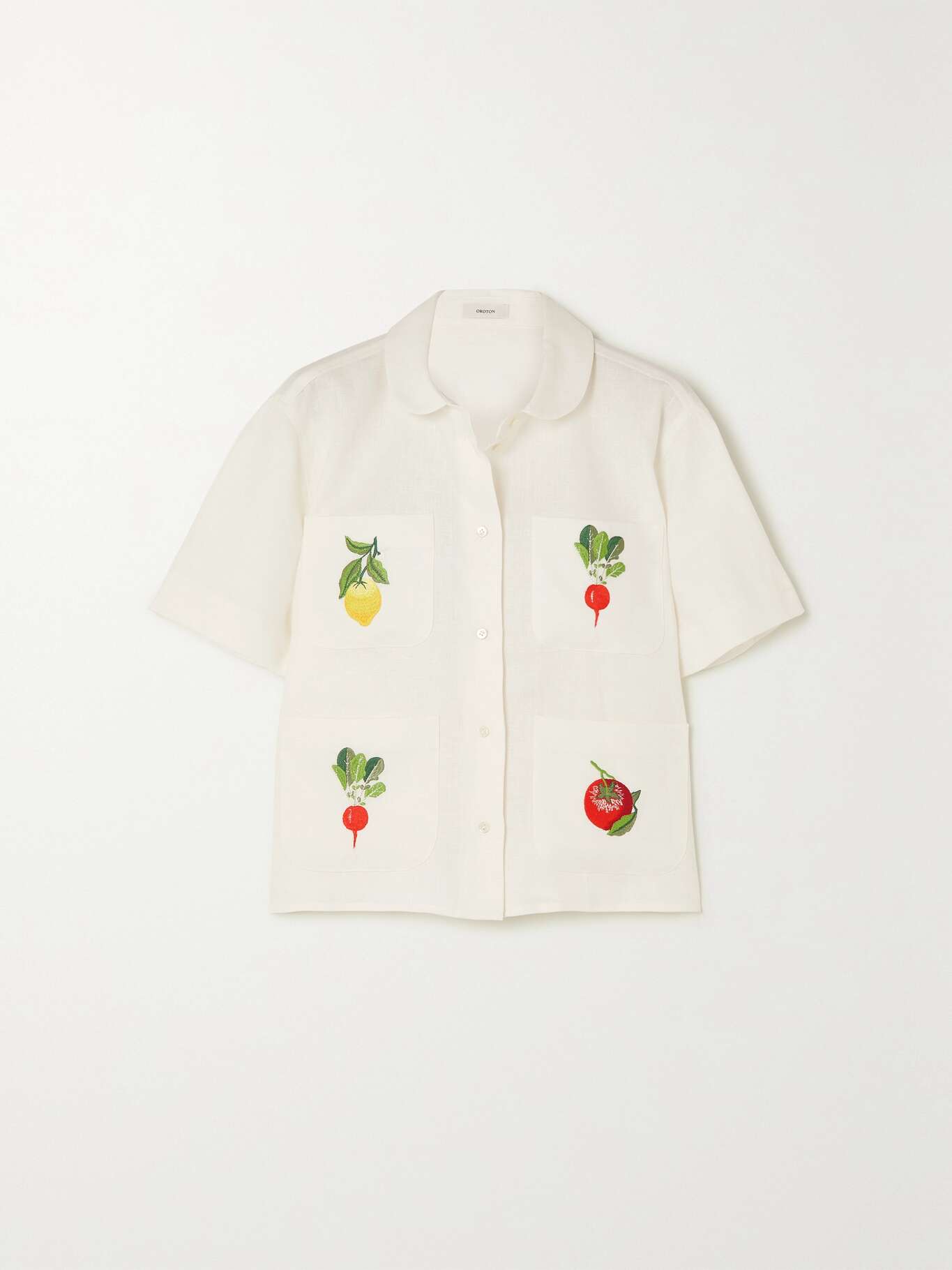 OROTON Embroidered linen shirt NETAPORTER