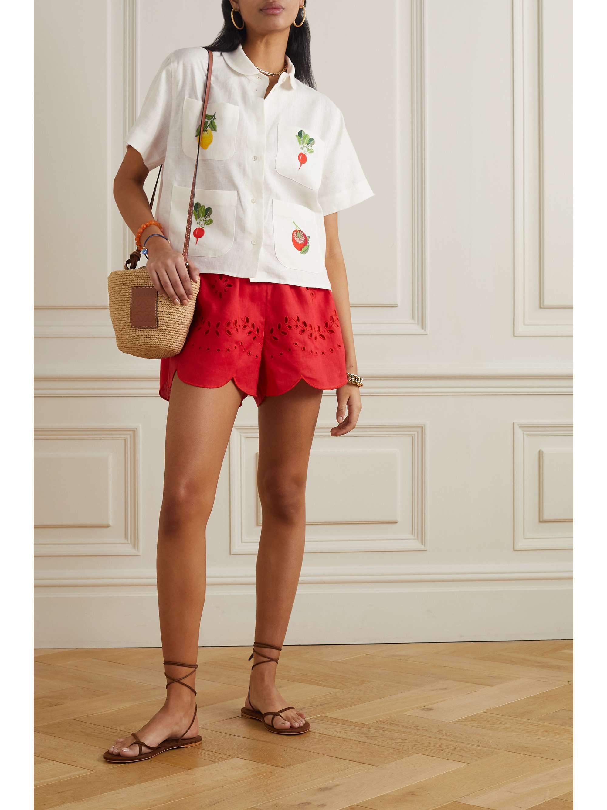 OROTON Embroidered linen shirt NETAPORTER