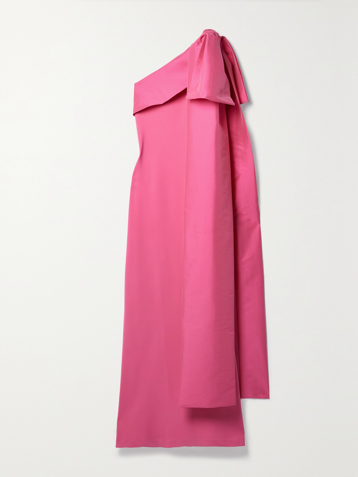 Bernadette Adrian One-shoulder Bow-detailed Crepe And Taffeta Gown In Pink