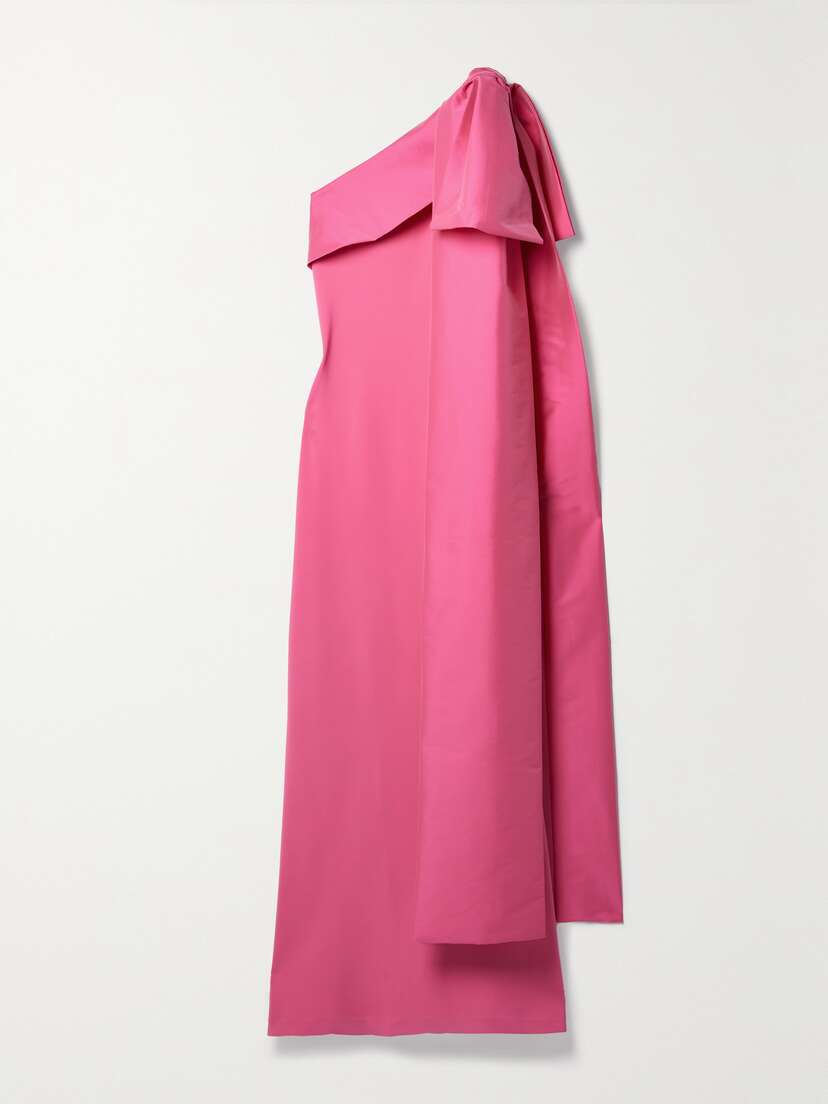 BERNADETTE Adrian One-shoulder Bow-detailed Crepe And Taffeta Gown