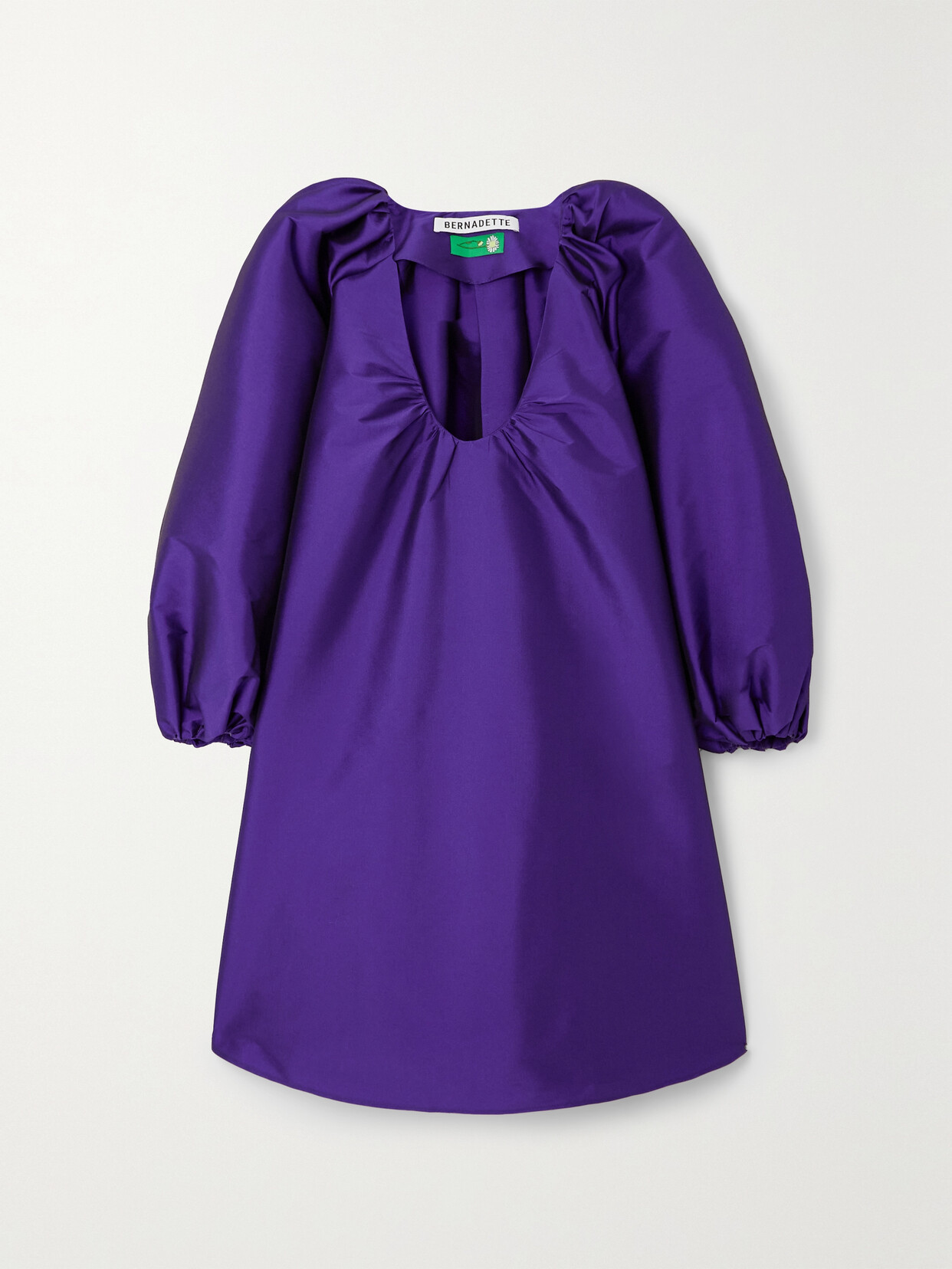 Bernadette George Oversized Gathered Mikado Mini Dress In Purple