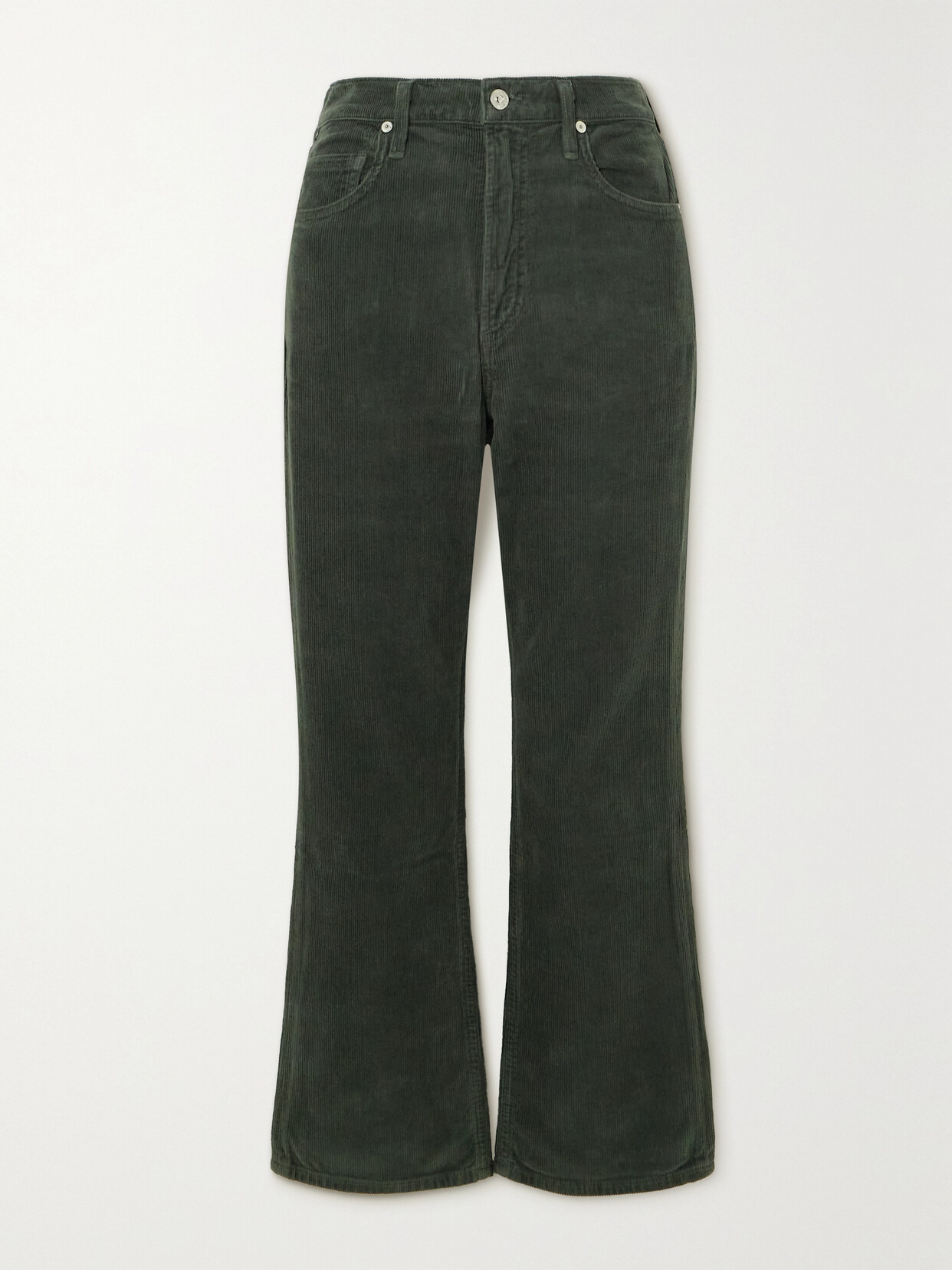 Citizens Of Humanity Isola Cotton-blend Corduroy Flared Pants In Green