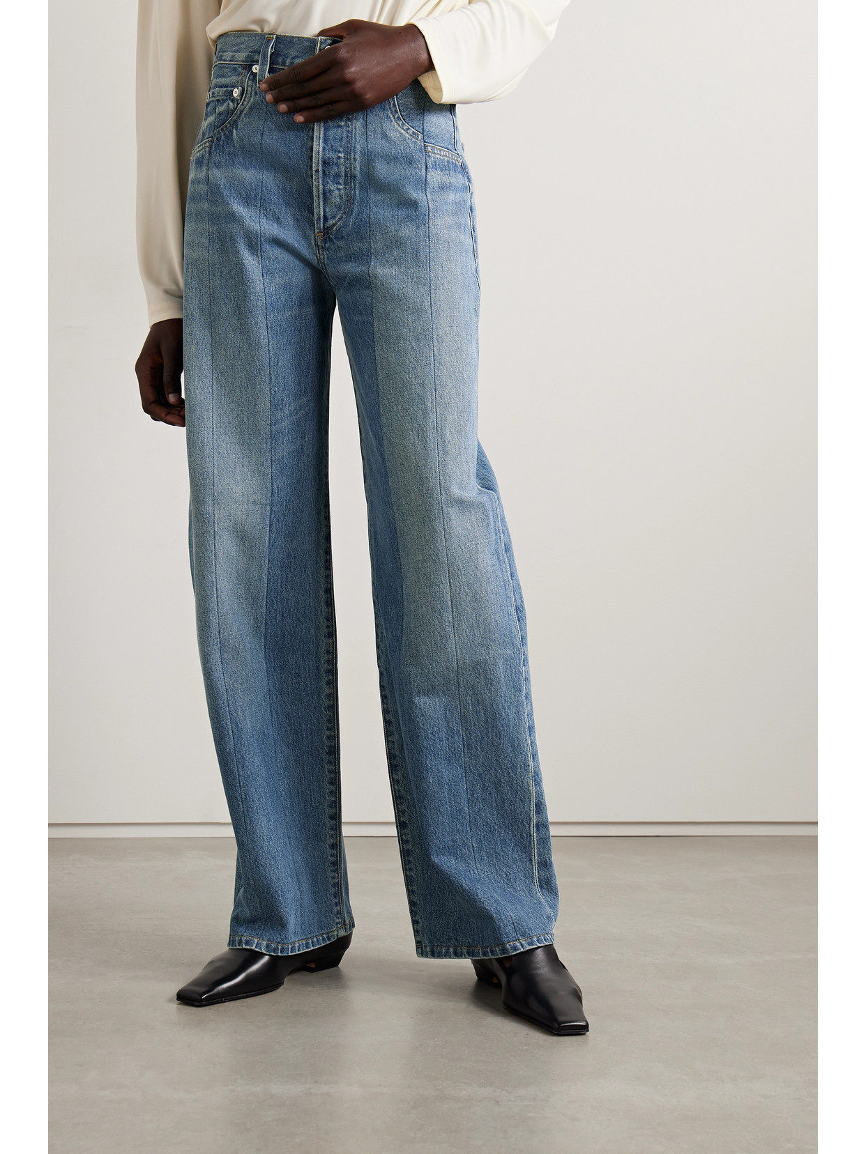 + Net Sustain Ayla Splice High-Rise Straight-Leg Organic Jeans
