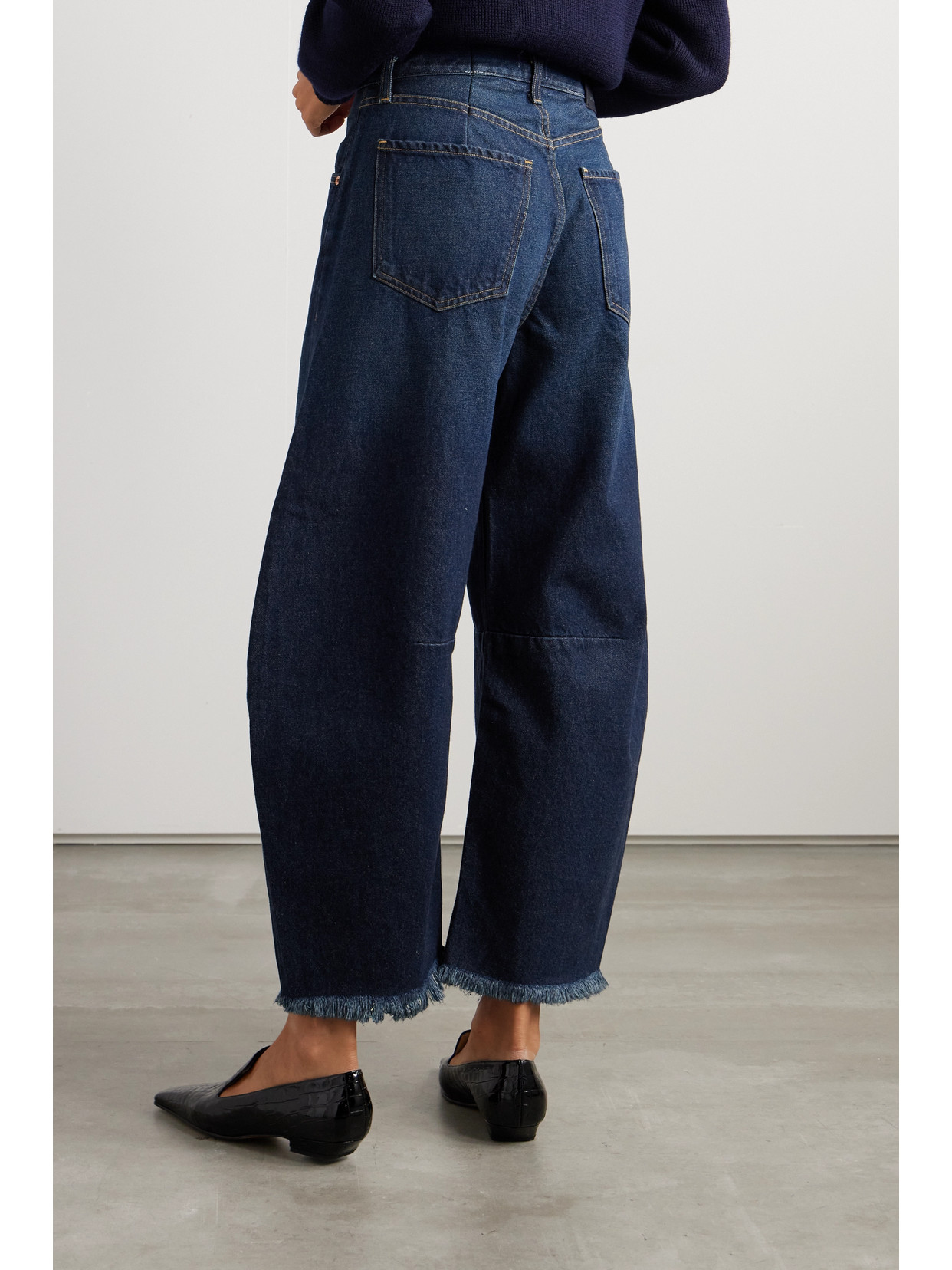 Shop Citizens Of Humanity Horseshoe Frayed High-rise Wide-leg Jeans In Blue