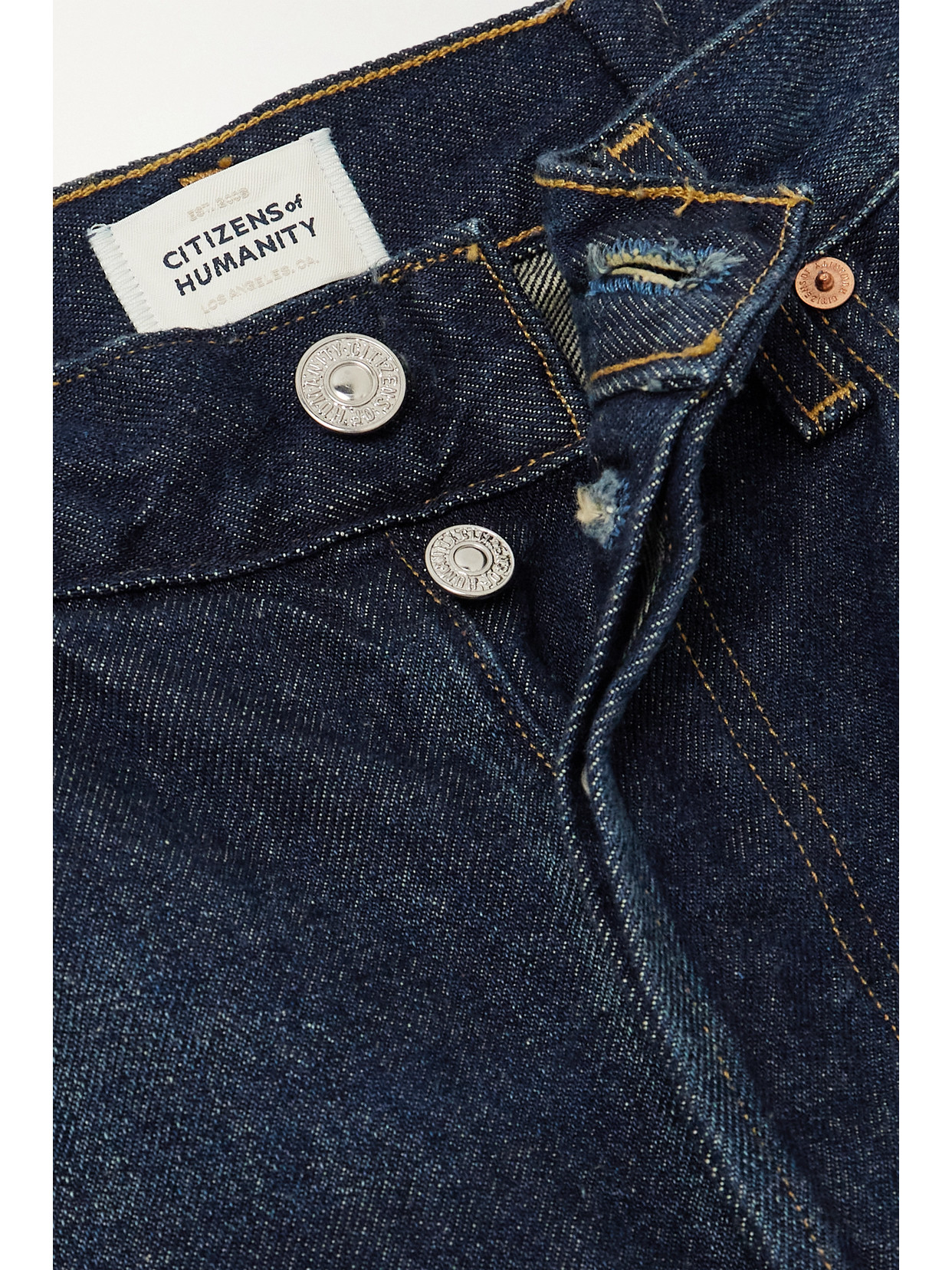 Citizen Of Humanity Horseshoe High Waist Chew Hem Crop Barrel Jeans In Blue