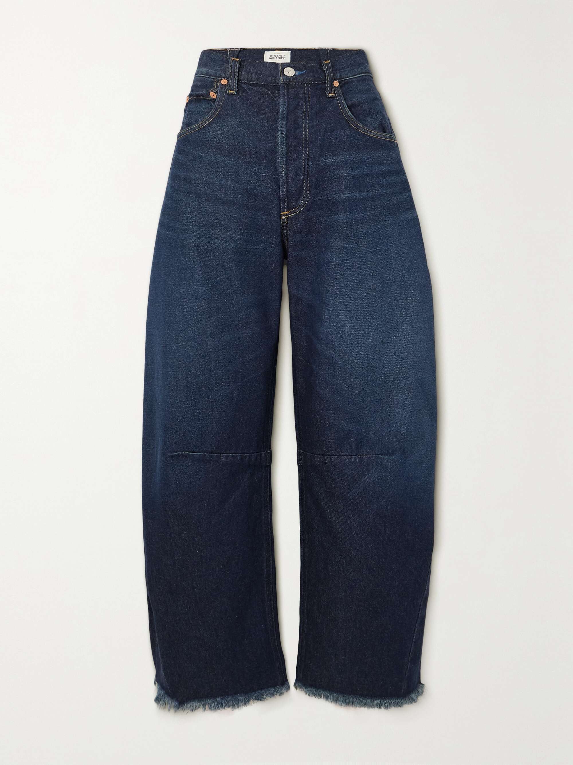 CITIZENS OF HUMANITY Horseshoe frayed high-rise wide-leg jeans | NET-A ...