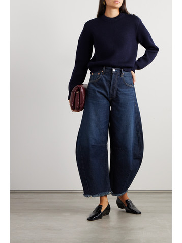 Citizens Of Humanity Horseshoe frayed high-rise wide-leg jeans