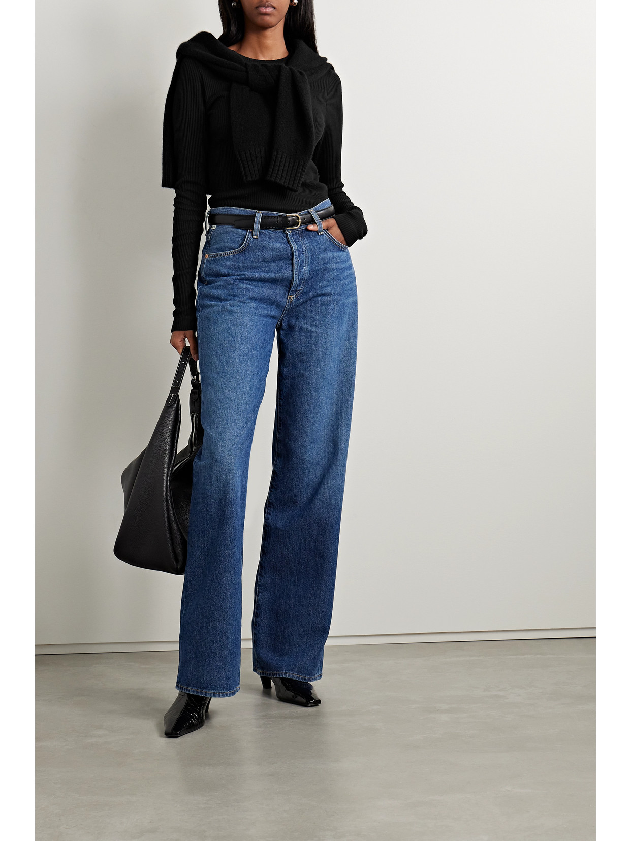 Citizen Of Humanity Citizens Of Humanity Bina Rib Crewneck Sweater In Black