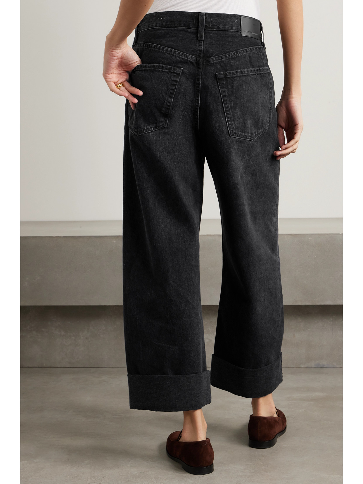 Shop Citizens Of Humanity + Net Sustain Ayla Wide-leg Organic Jeans In Black