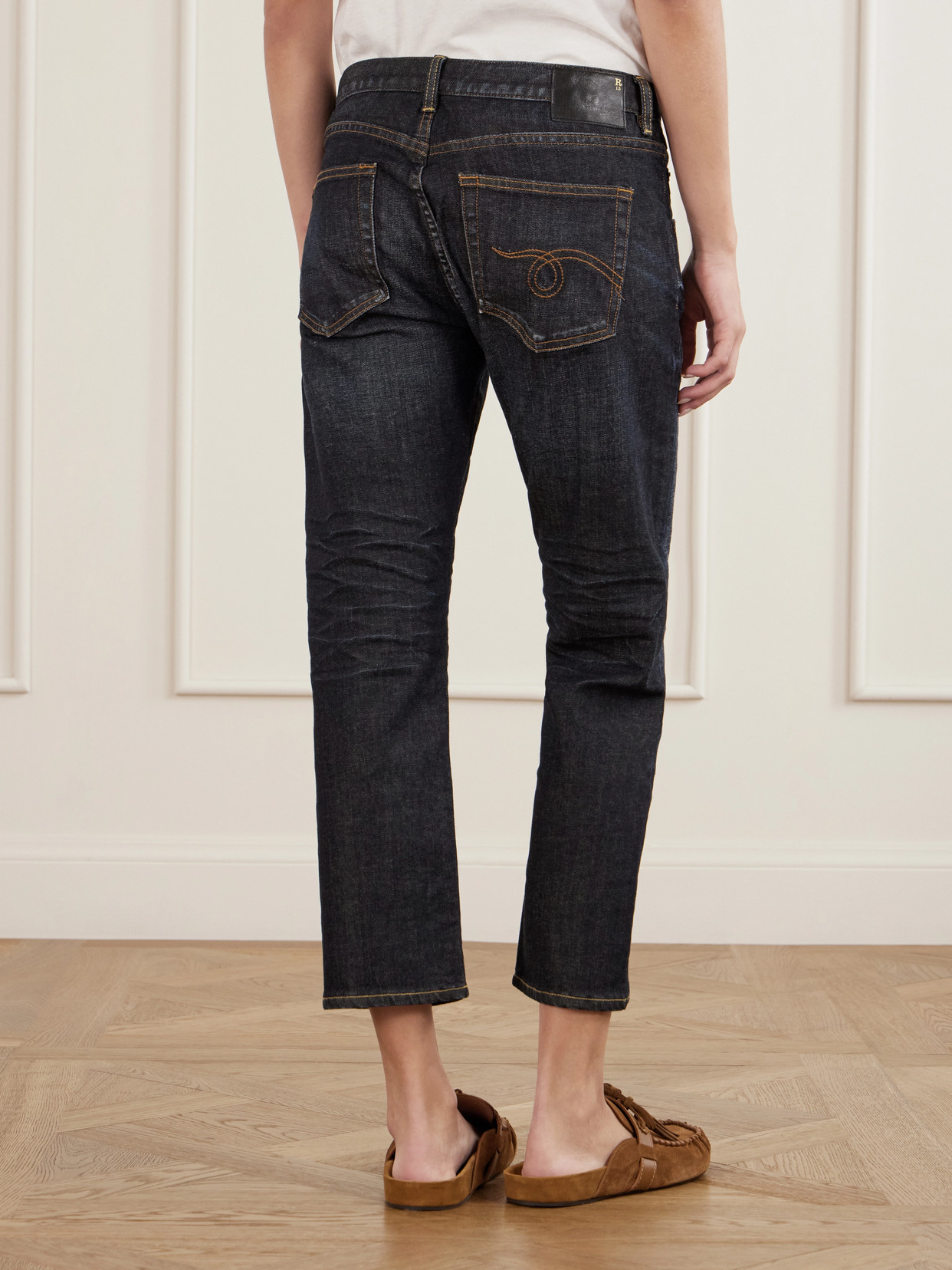 Boy Cropped High-Rise Straight-Leg Jeans