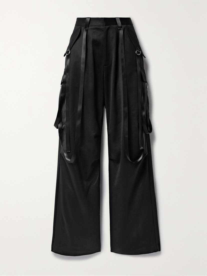 R13 Pleated Wool-satin Wide-leg Cargo Pants