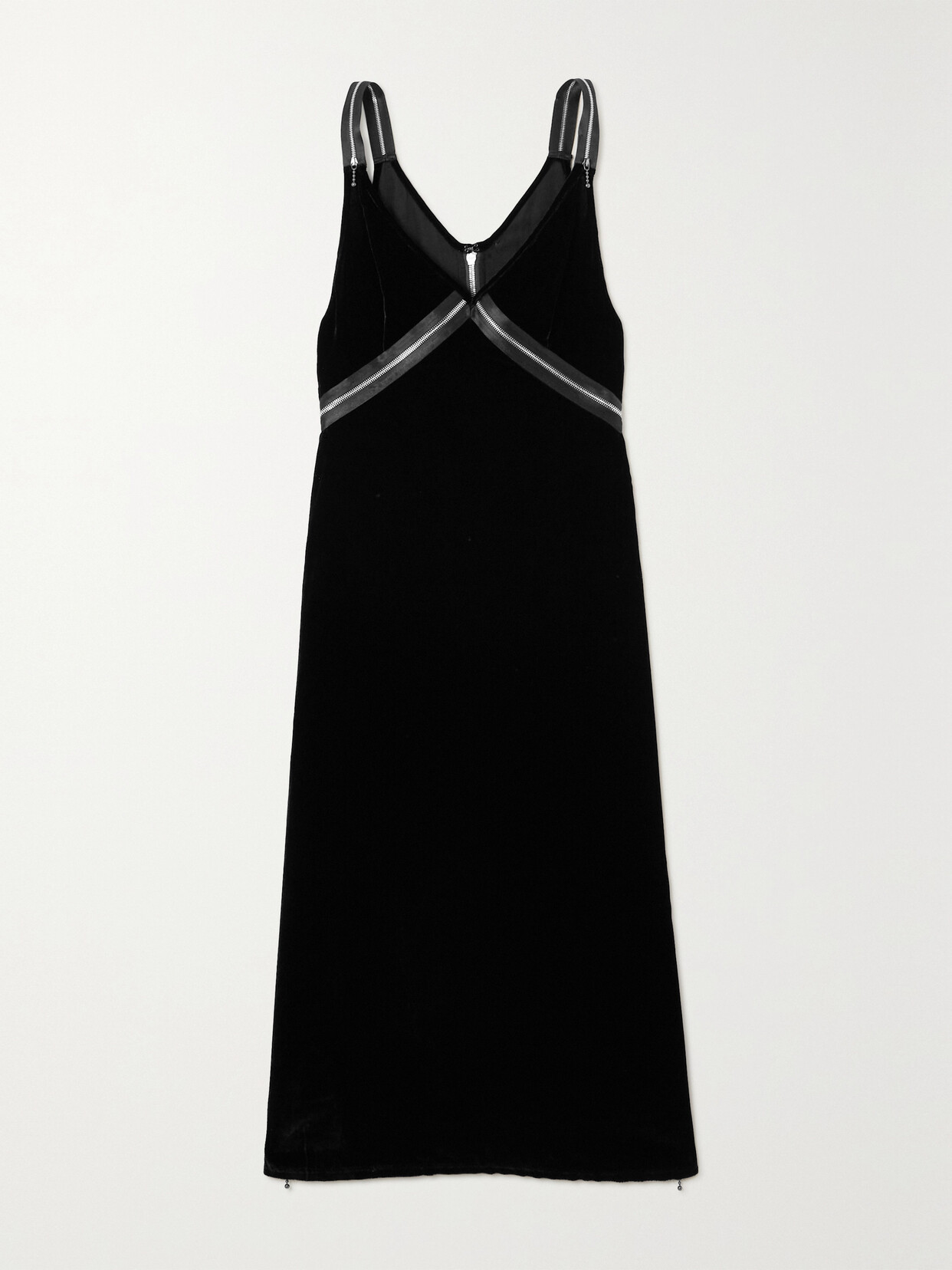 R13 Zip-embellished Crushed-velvet Slip Dress - Black