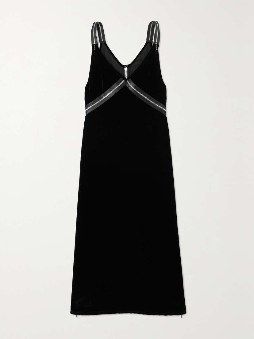 R13 Zip-embellished Crushed-velvet Slip Dress