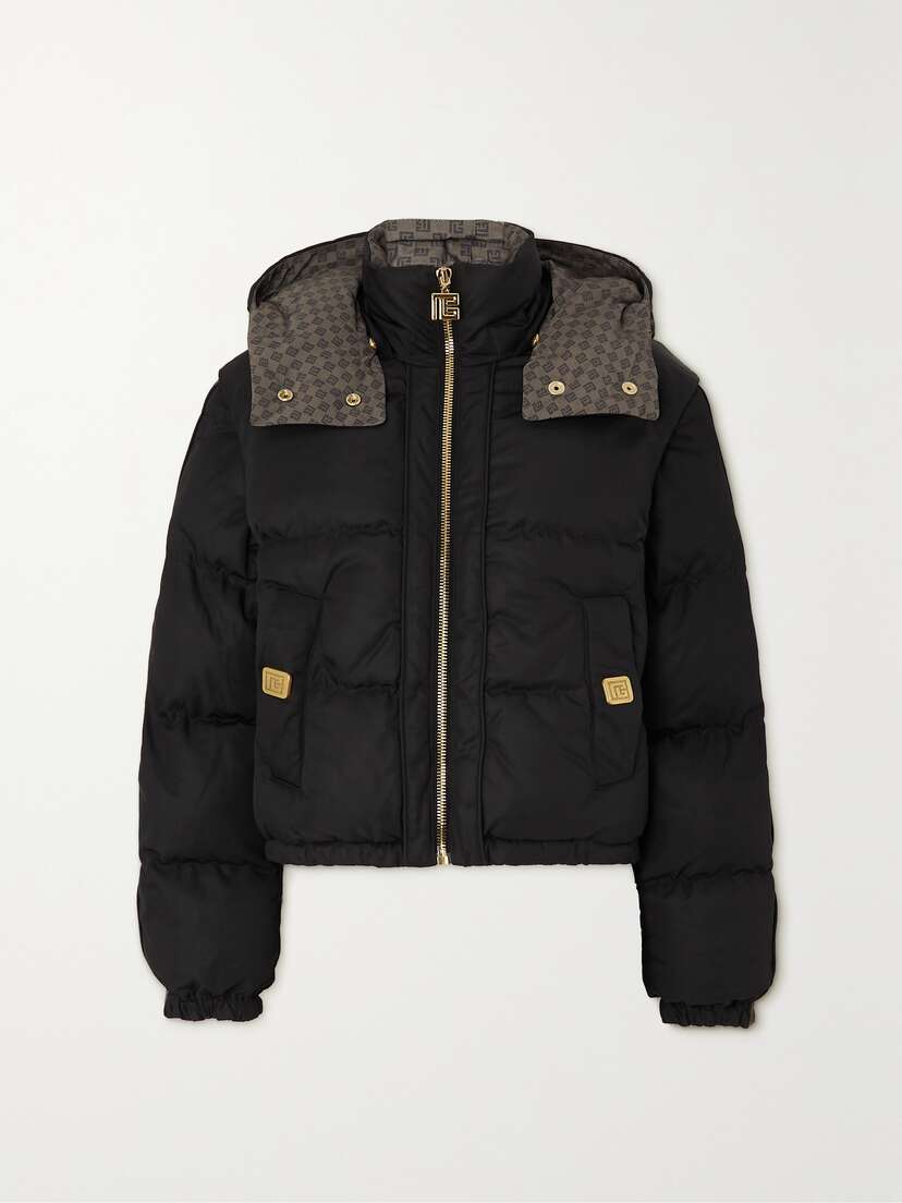 Balmain Convertible Hooded Printed Quilted Shell Ski Jacket