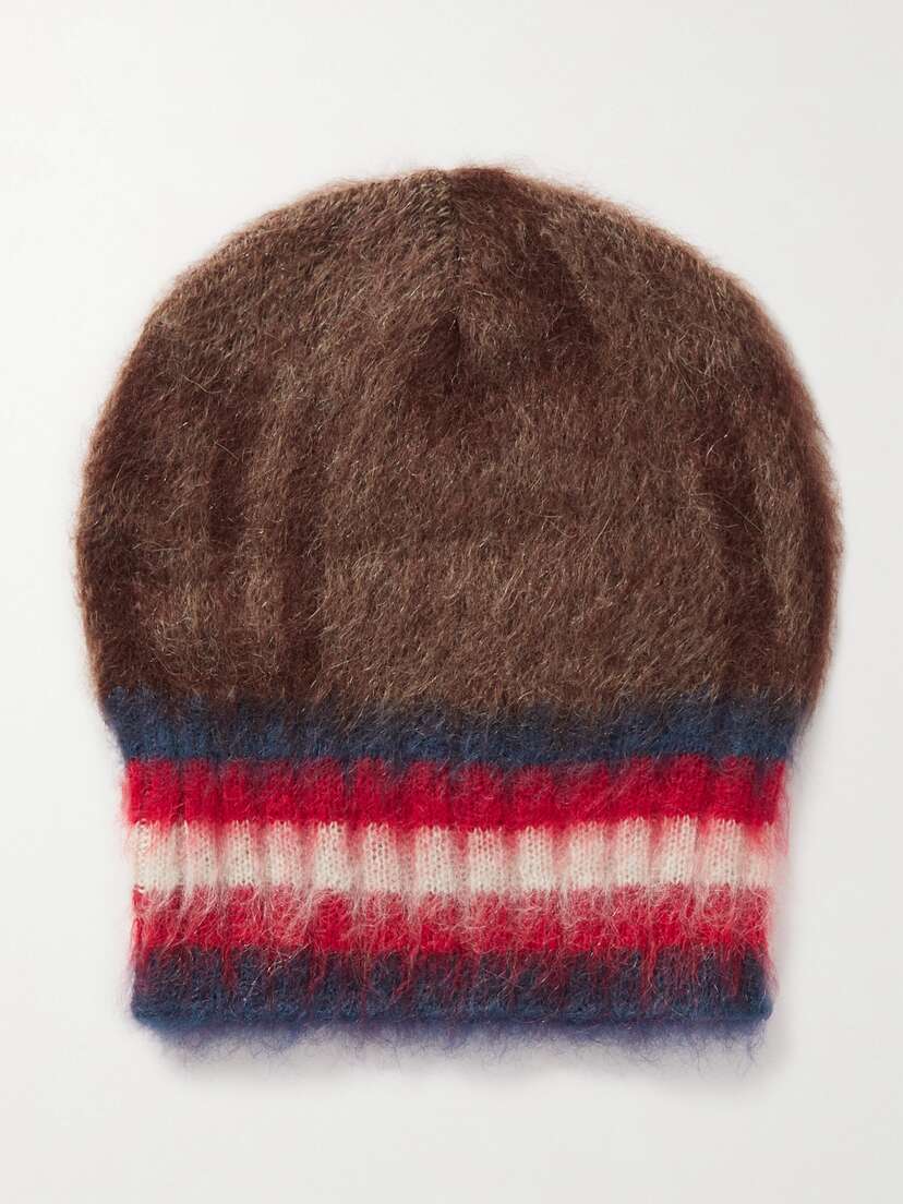 Balmain Striped Brushed Jacquard-knit Mohair-blend Beanie