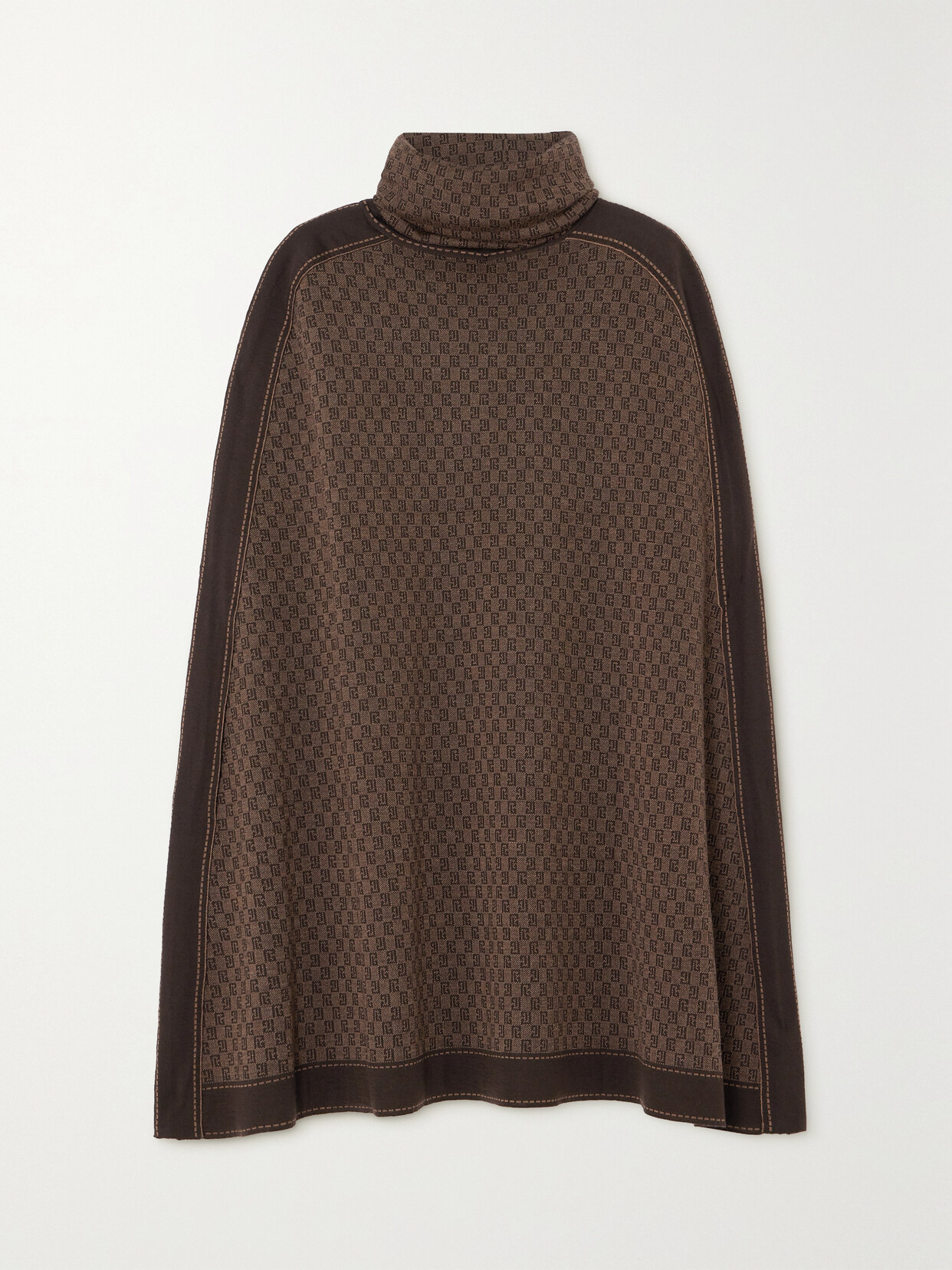 Balmain - Hooded Wool-jacquard Cape - Brown