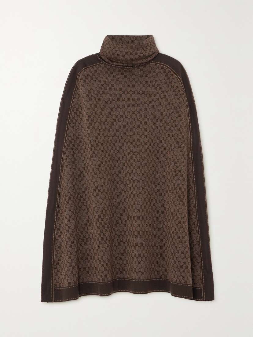 Balmain Hooded Wool-jacquard Cape