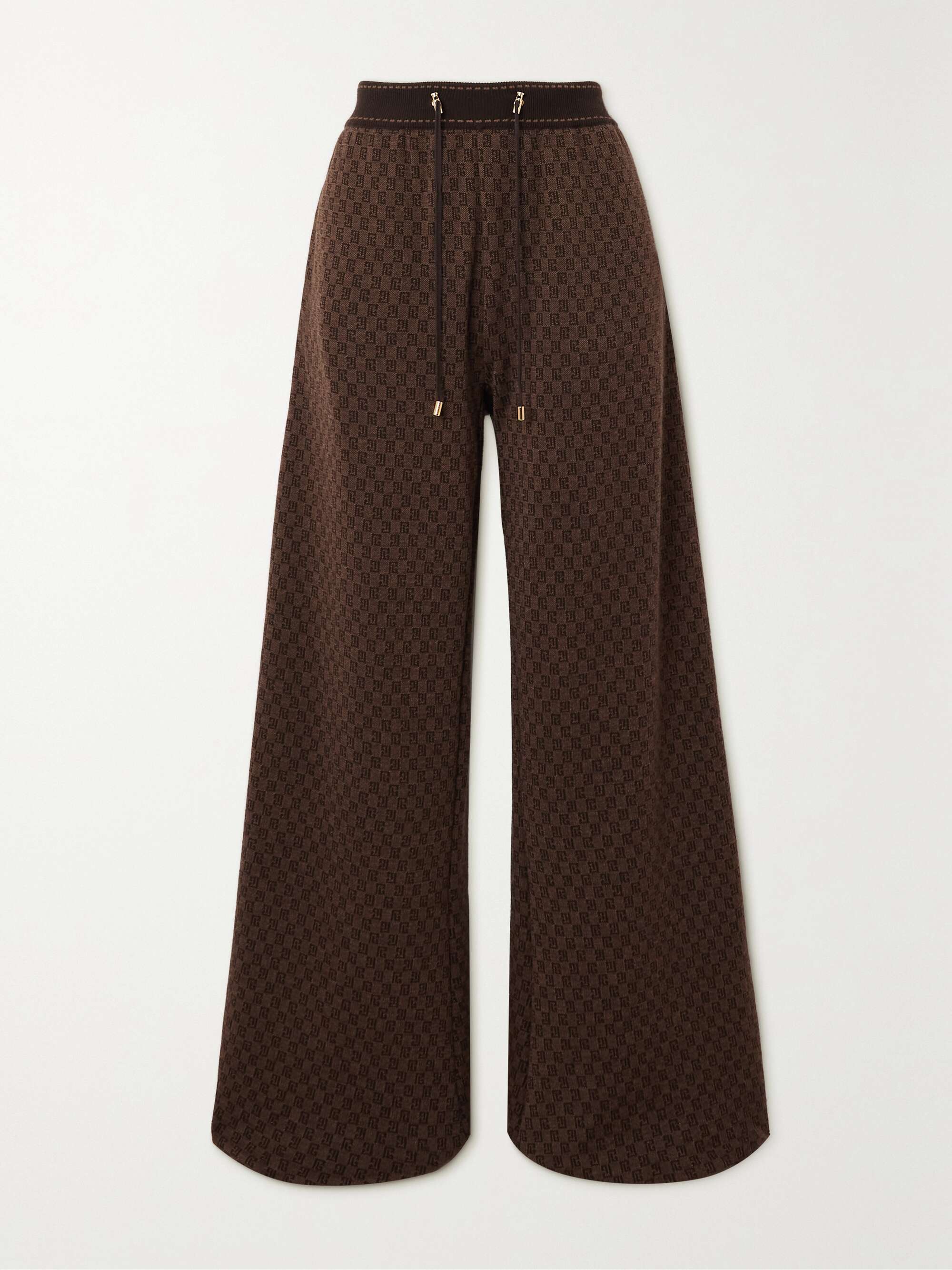 BALMAIN Striped wool-blend jacquard wide-leg pants | NET-A-PORTER