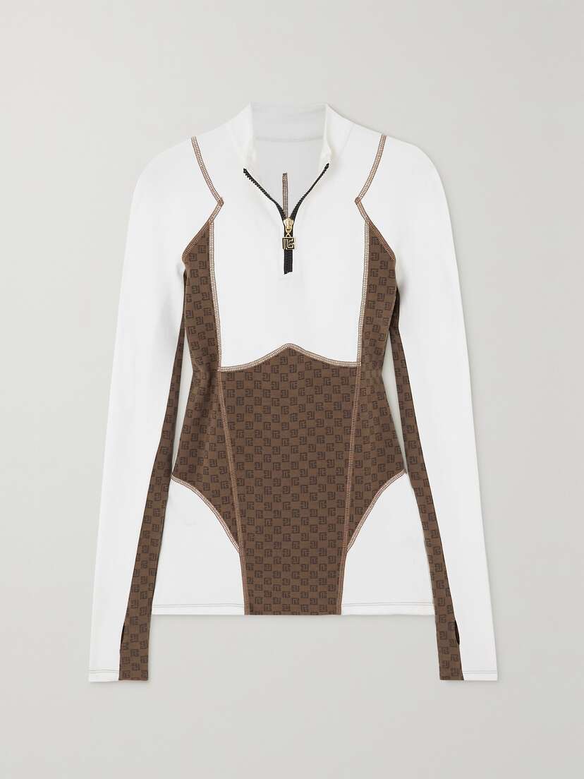Balmain Printed Paneled Stretch Cotton-jersey Base Layer