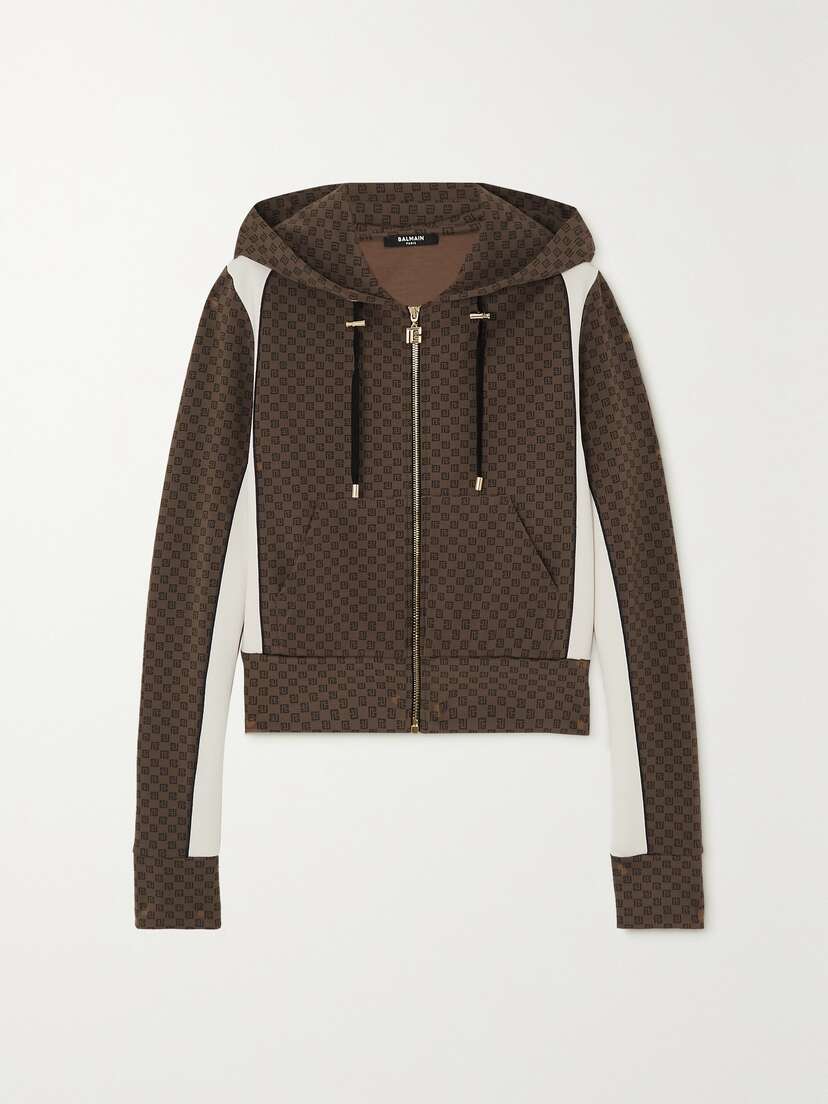 Balmain Paneled Printed Wool-blend Hoodie