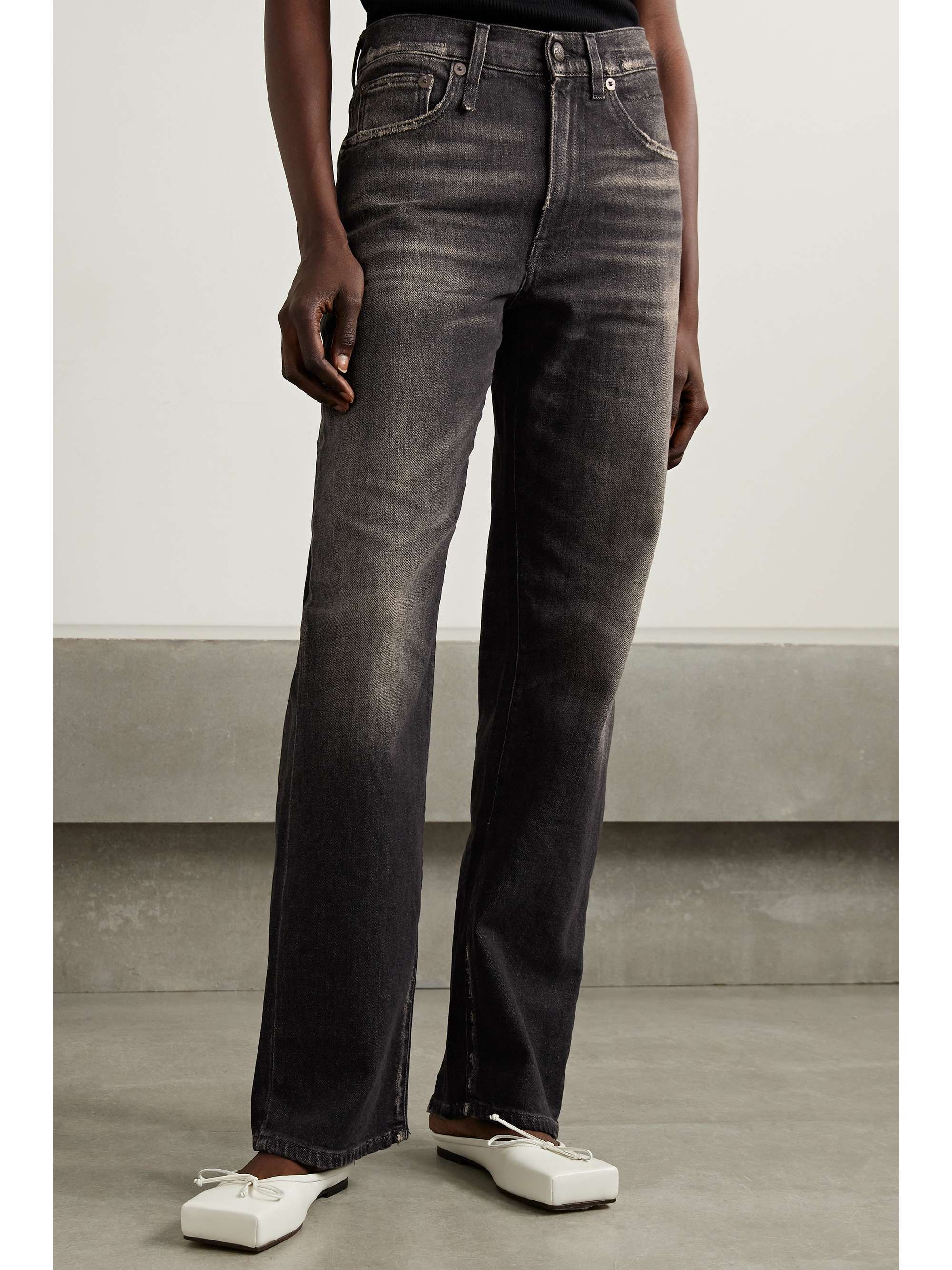R13 Alice distressed highrise straightleg jeans NETAPORTER