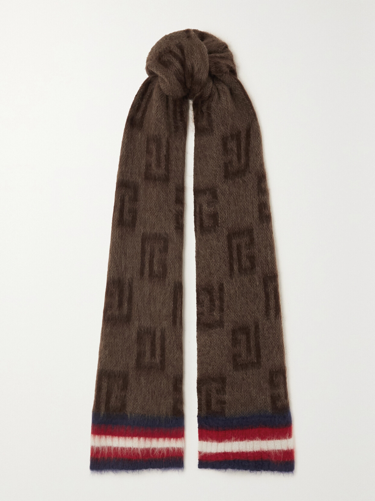 Balmain - Printed Mohair-blend Scarf - Brown