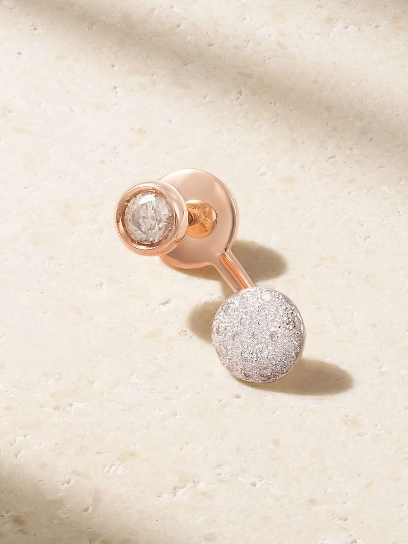Pomellato Sabbia Rhodium-plated 18-karat Rose Gold Diamond Single Earrring