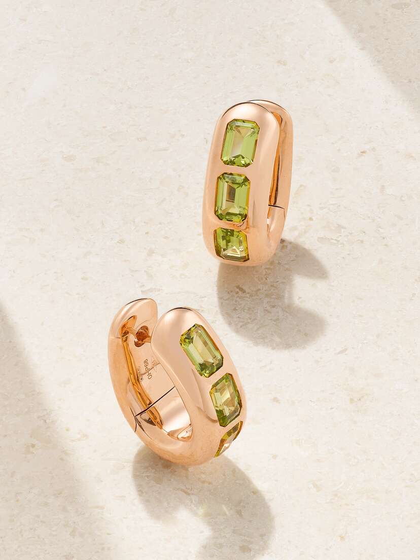 Pomellato 18-karat Rose Gold Peridot Hoop Earrings