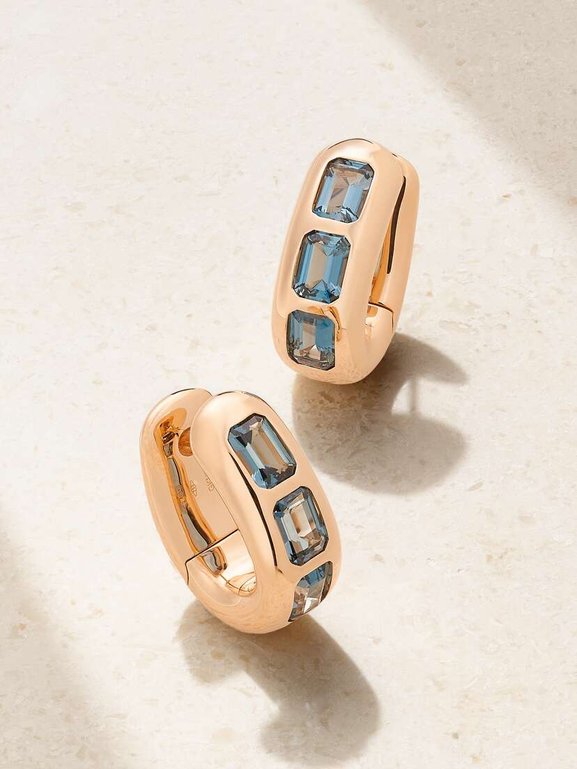 Pomellato 18-karat Rose Gold Topaz Hoop Earrings