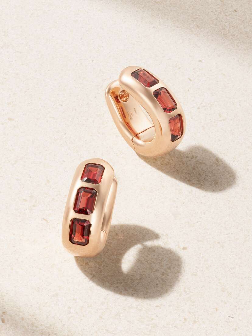 Pomellato 18-karat Rose Gold Pyrope Hoop Earrings