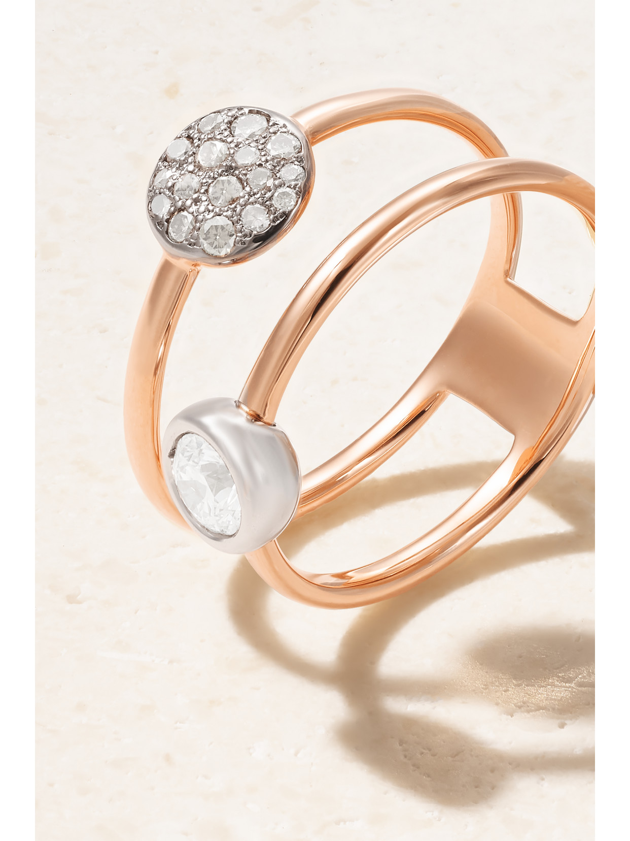 Pomellato 18-karat Rose And White Gold Diamond Ring In Gold