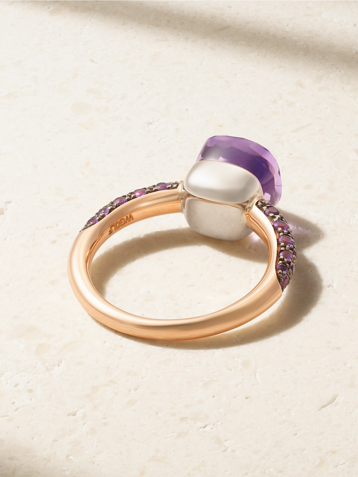 Pomellato Nudo Classic Rhodium-plated 18-karat Rose And White Gold Multi-stone Ring In Gold